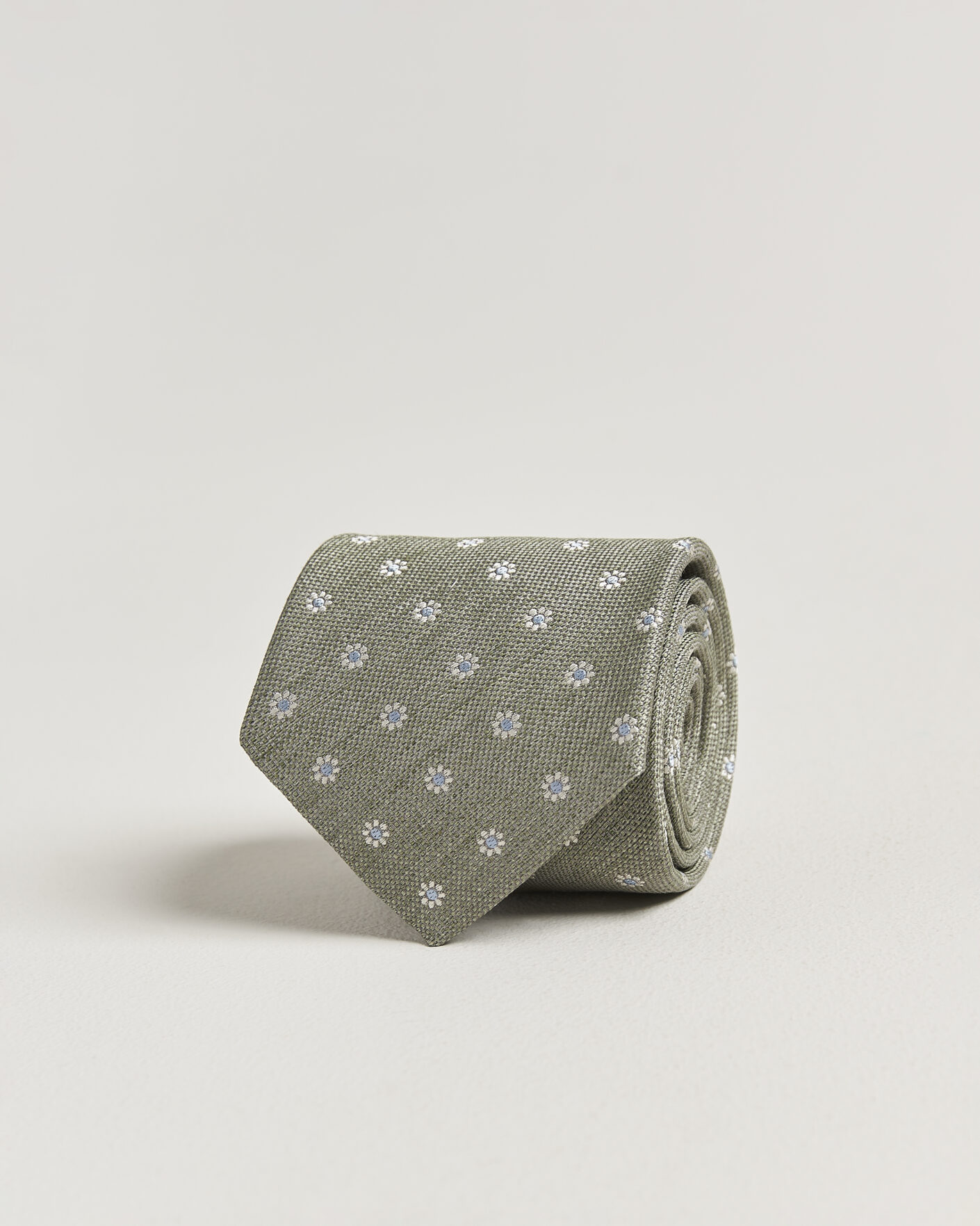 Herren | Krawatten | Eton | Floral Linen Silk Tie Light Green