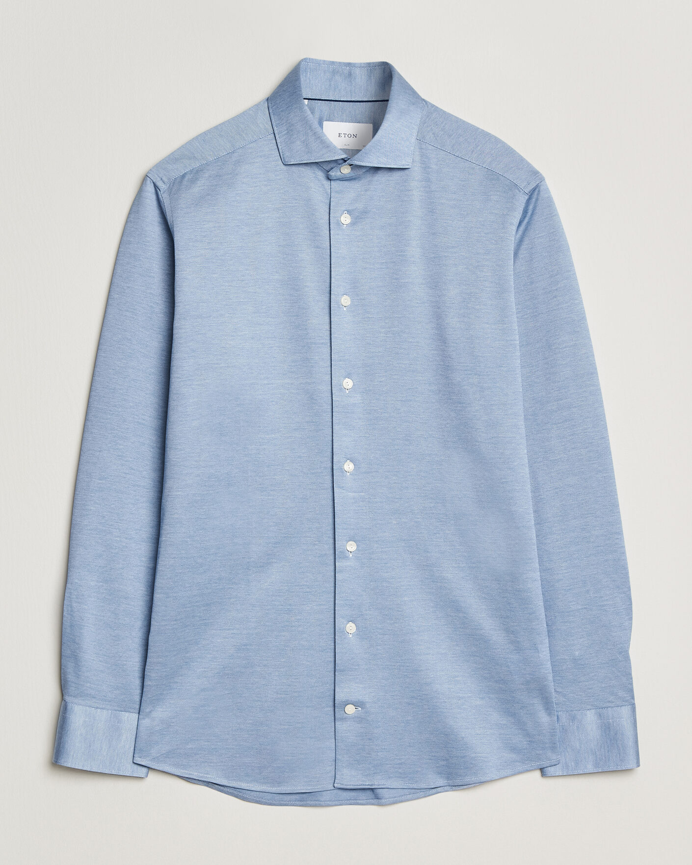 Herren | Hemden | Eton | Filo di Scozia Knitted Shirt Light Blue