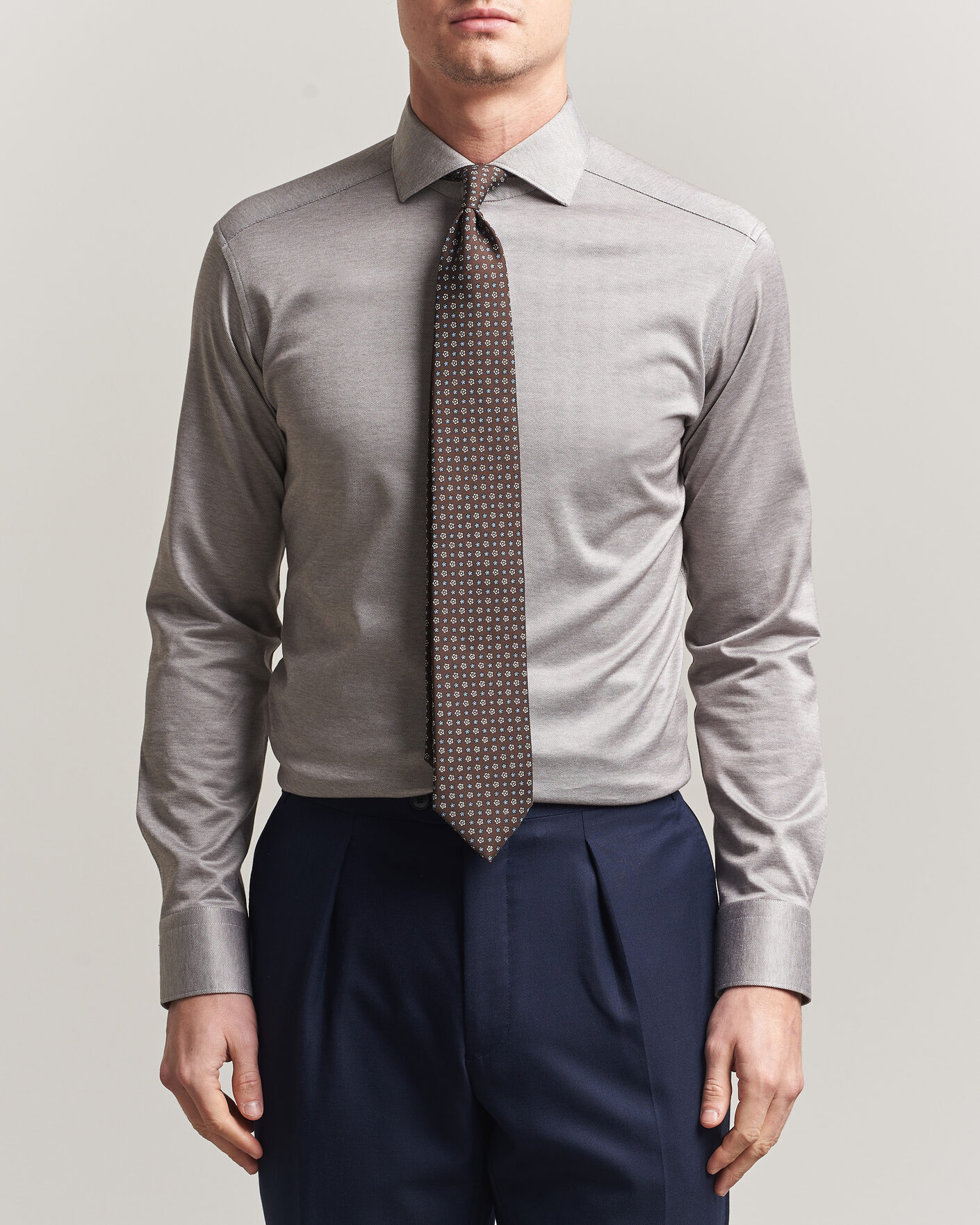 Herren | Hemden | Eton | Filo di Scozia Knitted Shirt Brown