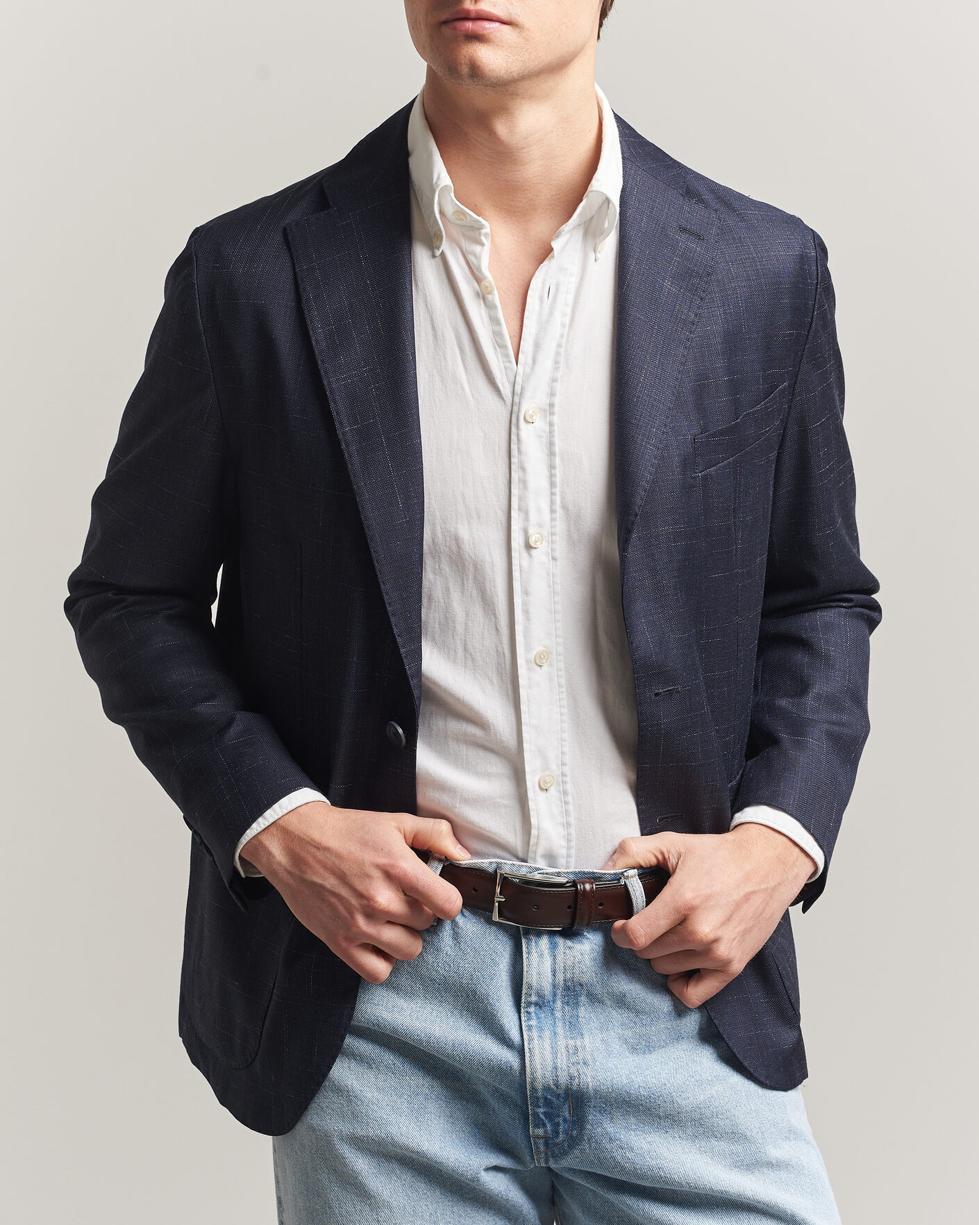 Herren | Sakkos | Eton | Wool Silk Soft Blazer Navy Blue