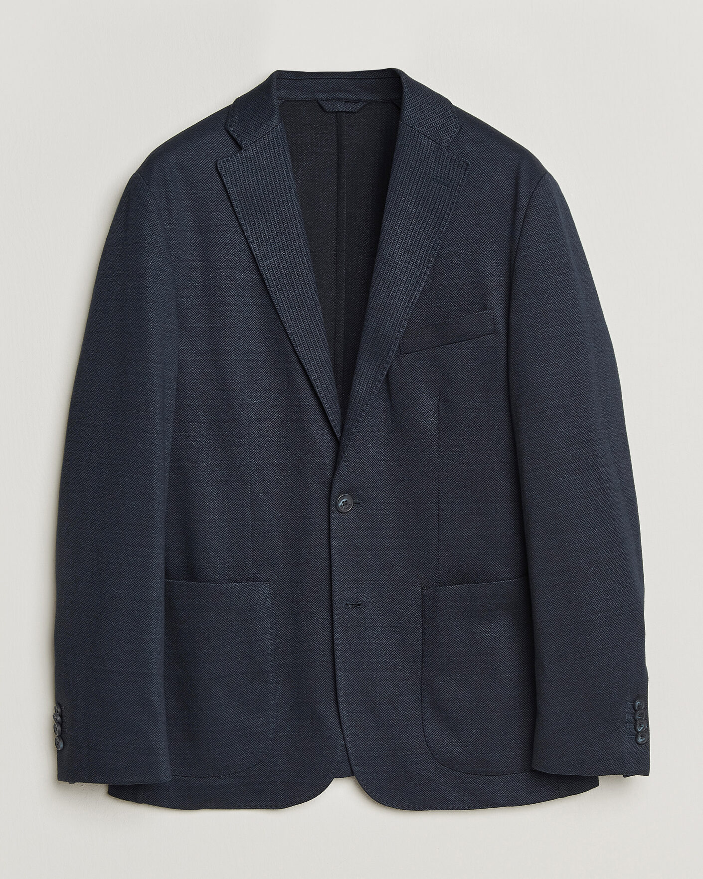 Herren | Sakkos | Eton | Linen Jersey Herringbone Blazer Navy Blue