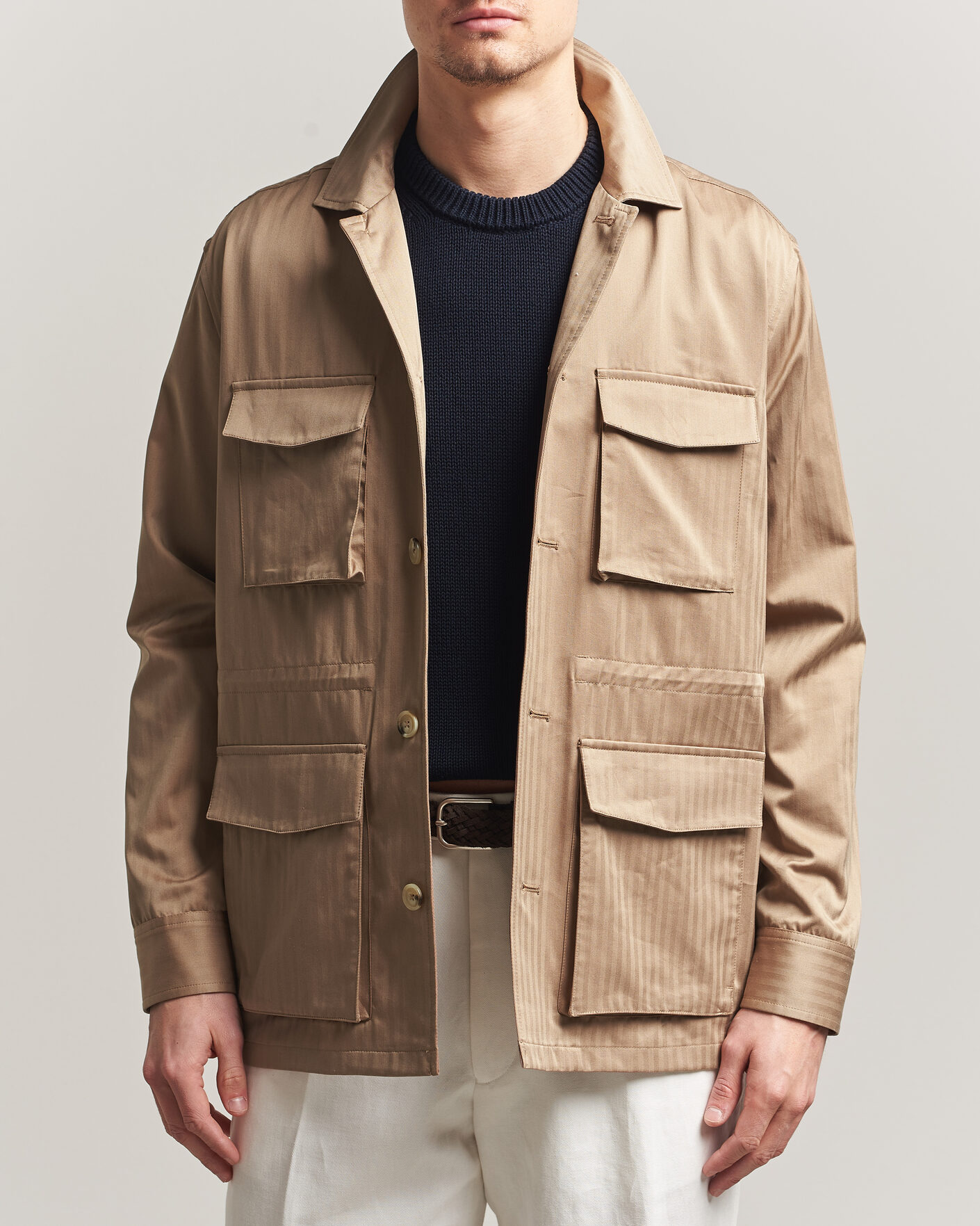 Herren | Jacken | Eton | Cotton Safari Drawstring Jacket Beige