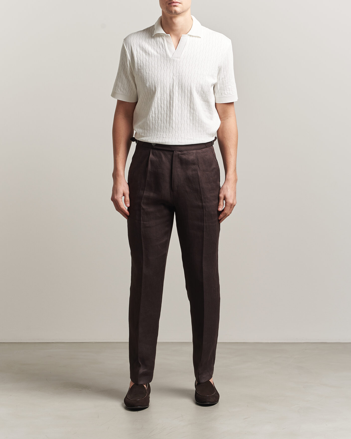 Herren | Poloshirts | Eton | Open Collar Jacquard Polo Off White