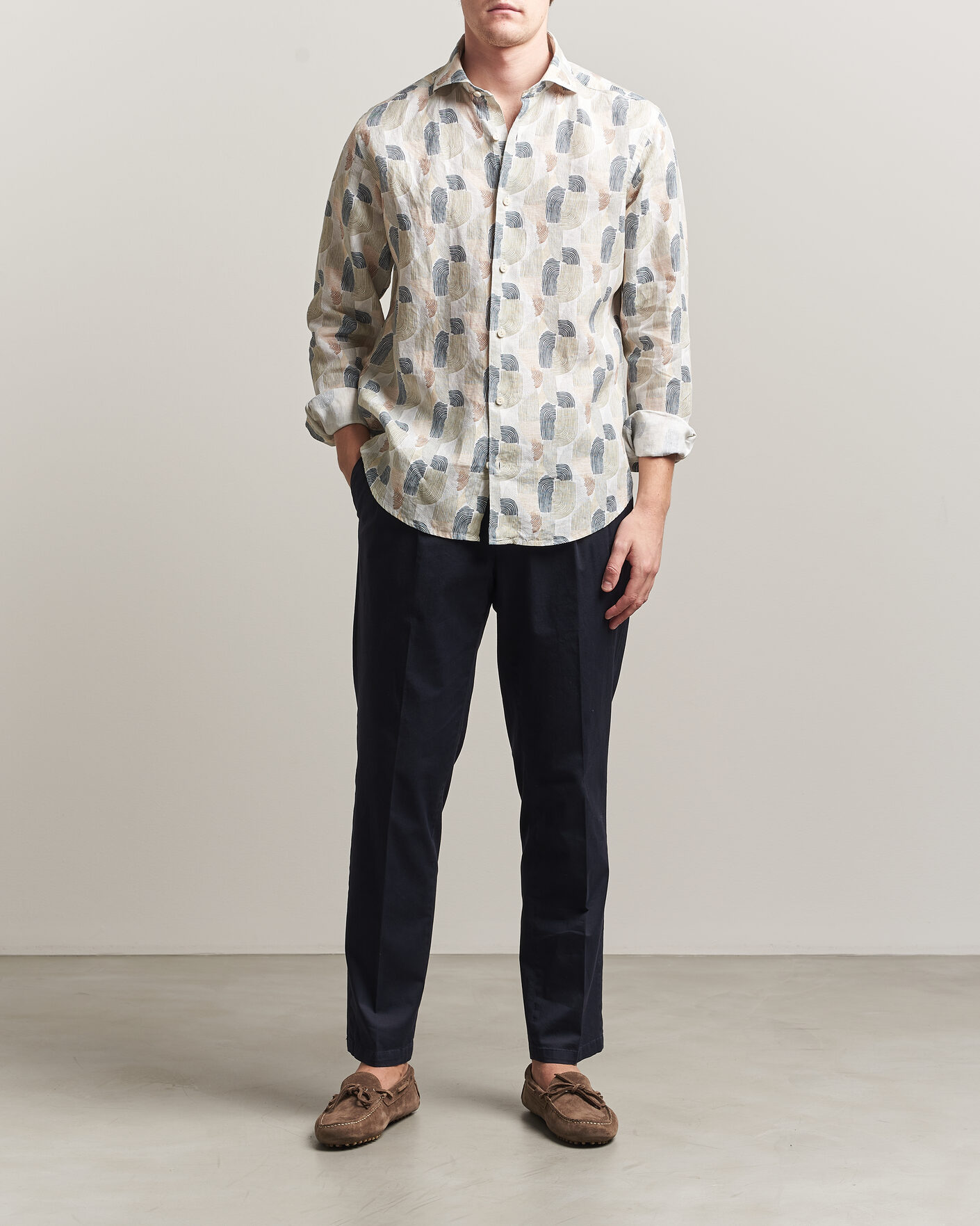 Herren | Hemden | Eton | Casual Fit Printed Linen Shirt Multi