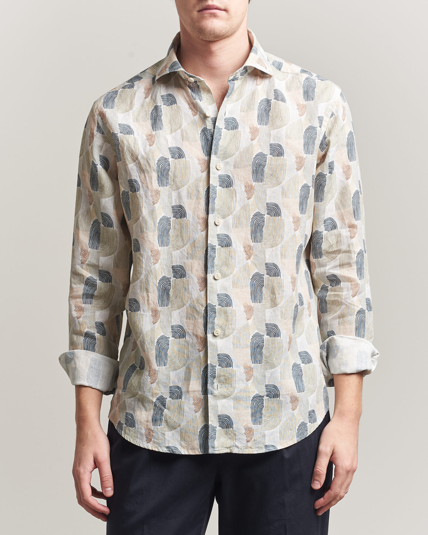 Herren | Hemden | Eton | Casual Fit Printed Linen Shirt Multi
