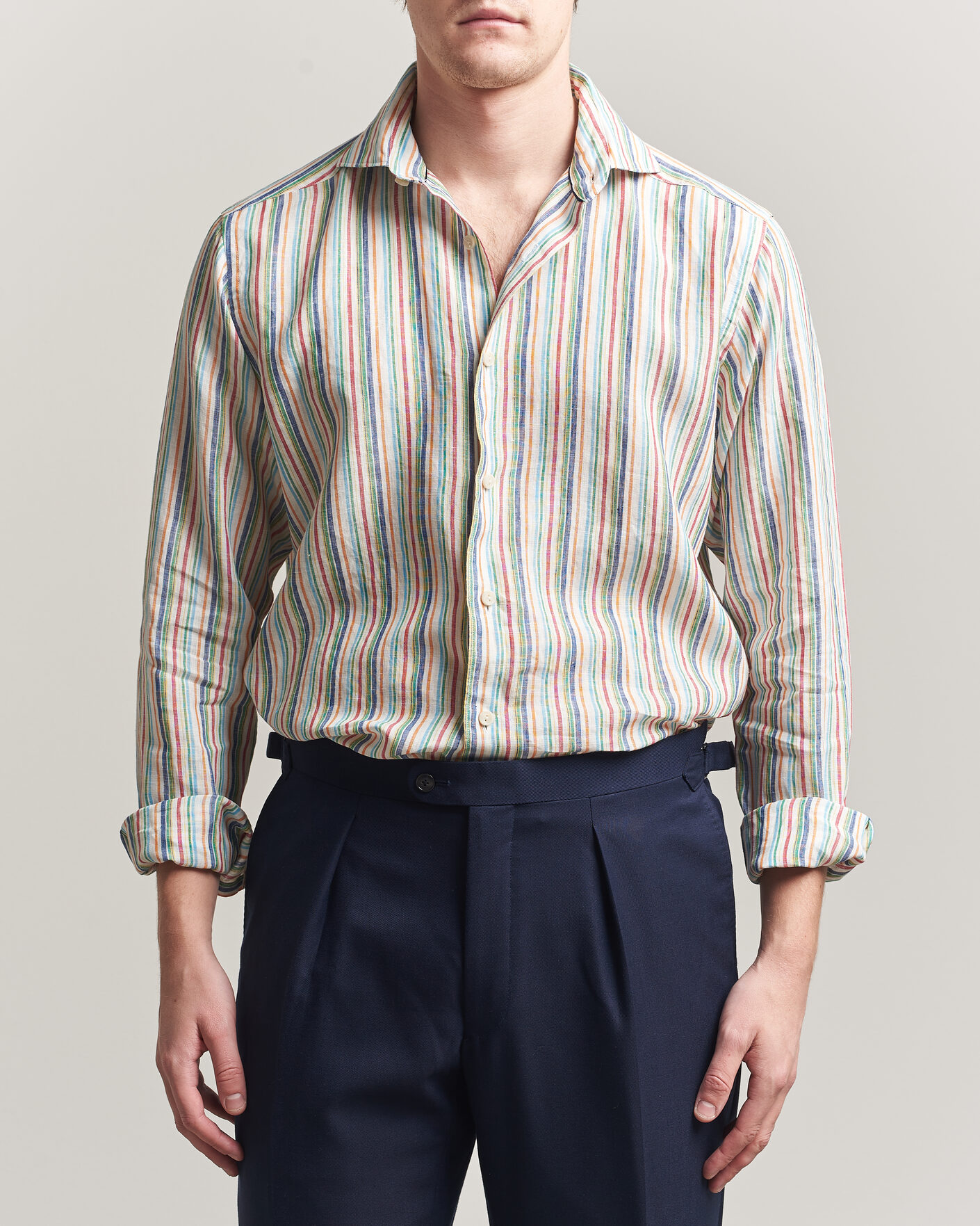 Herren | Hemden | Eton | Casual Fit Striped Linen Shirt Multi