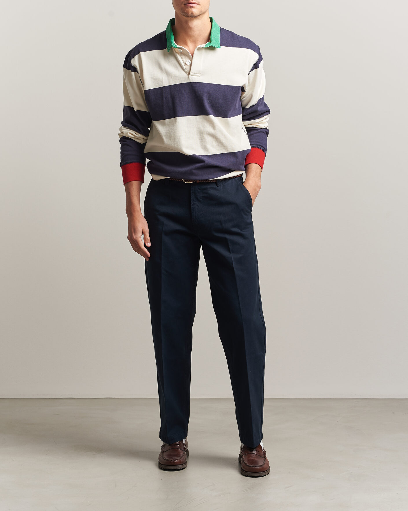 Herren | Hosen | Drake's | Peached Flat Front Cotton Chino Navy