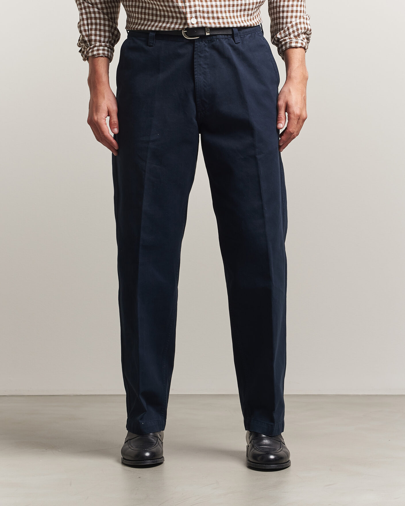 Herren | Hosen | Drake's | Peached Flat Front Cotton Chino Navy
