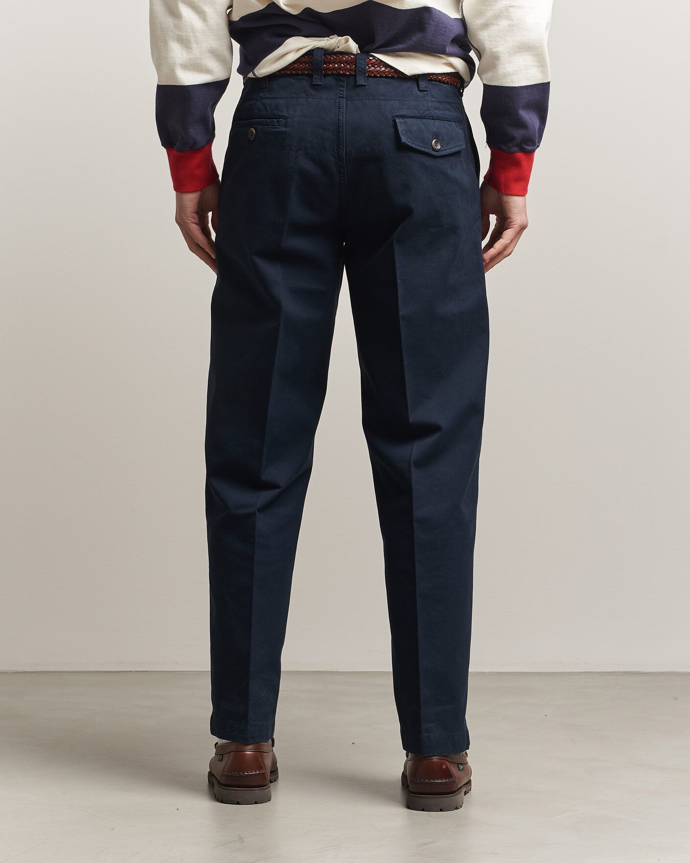 Herren | Hosen | Drake's | Peached Flat Front Cotton Chino Navy