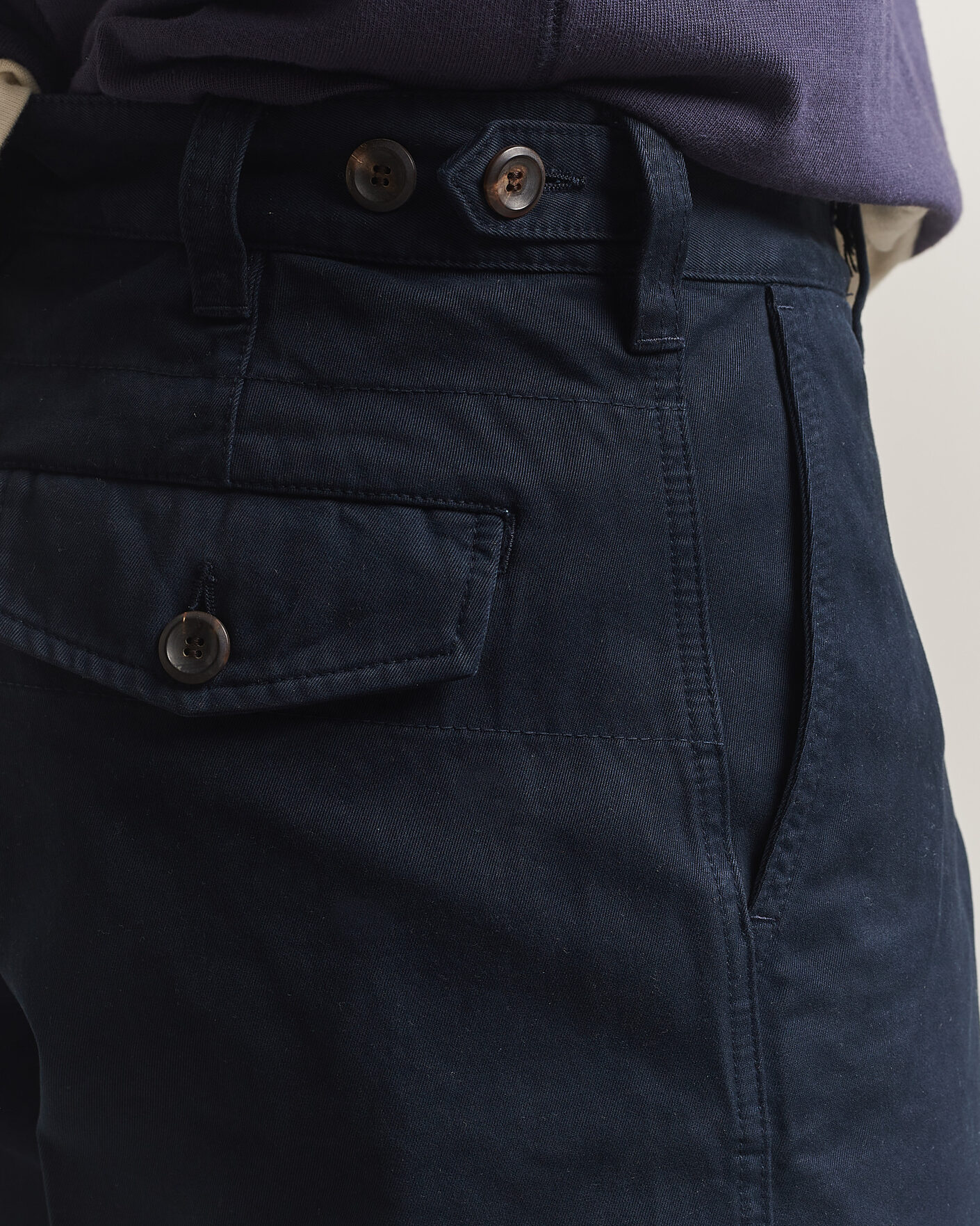 Herren | Hosen | Drake's | Peached Flat Front Cotton Chino Navy