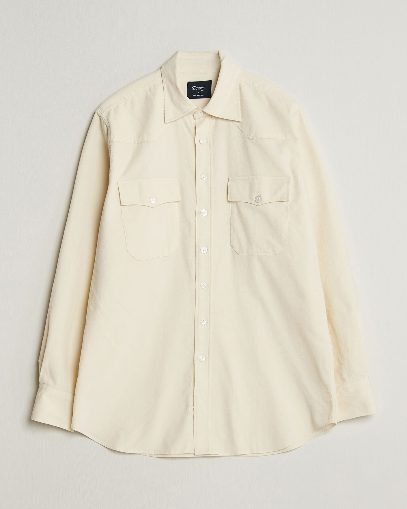 Herren | Hemden | Drake's | Needlecord Western Shirt White