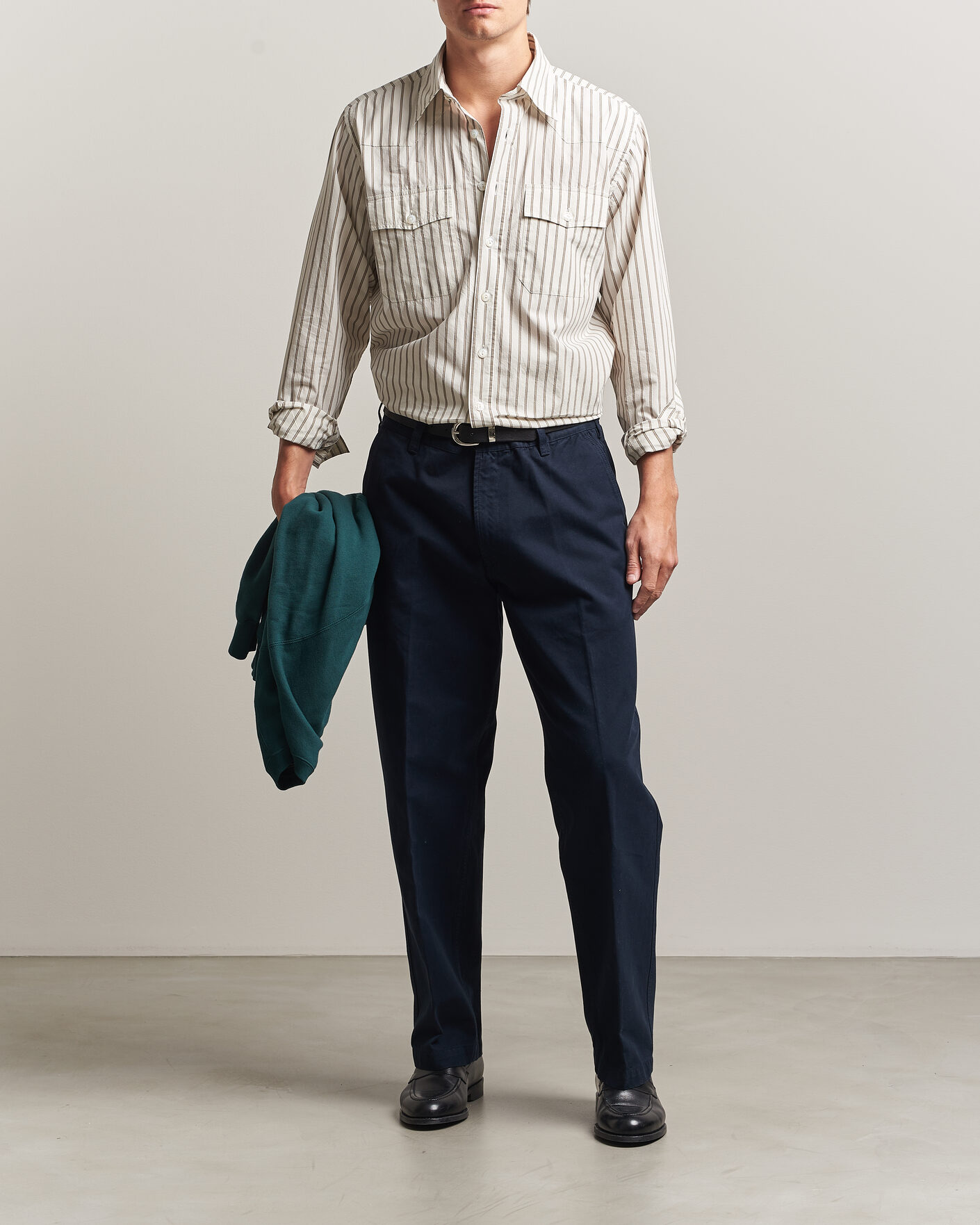 Herren | Hemden | Drake's | Striped Western Shirt White