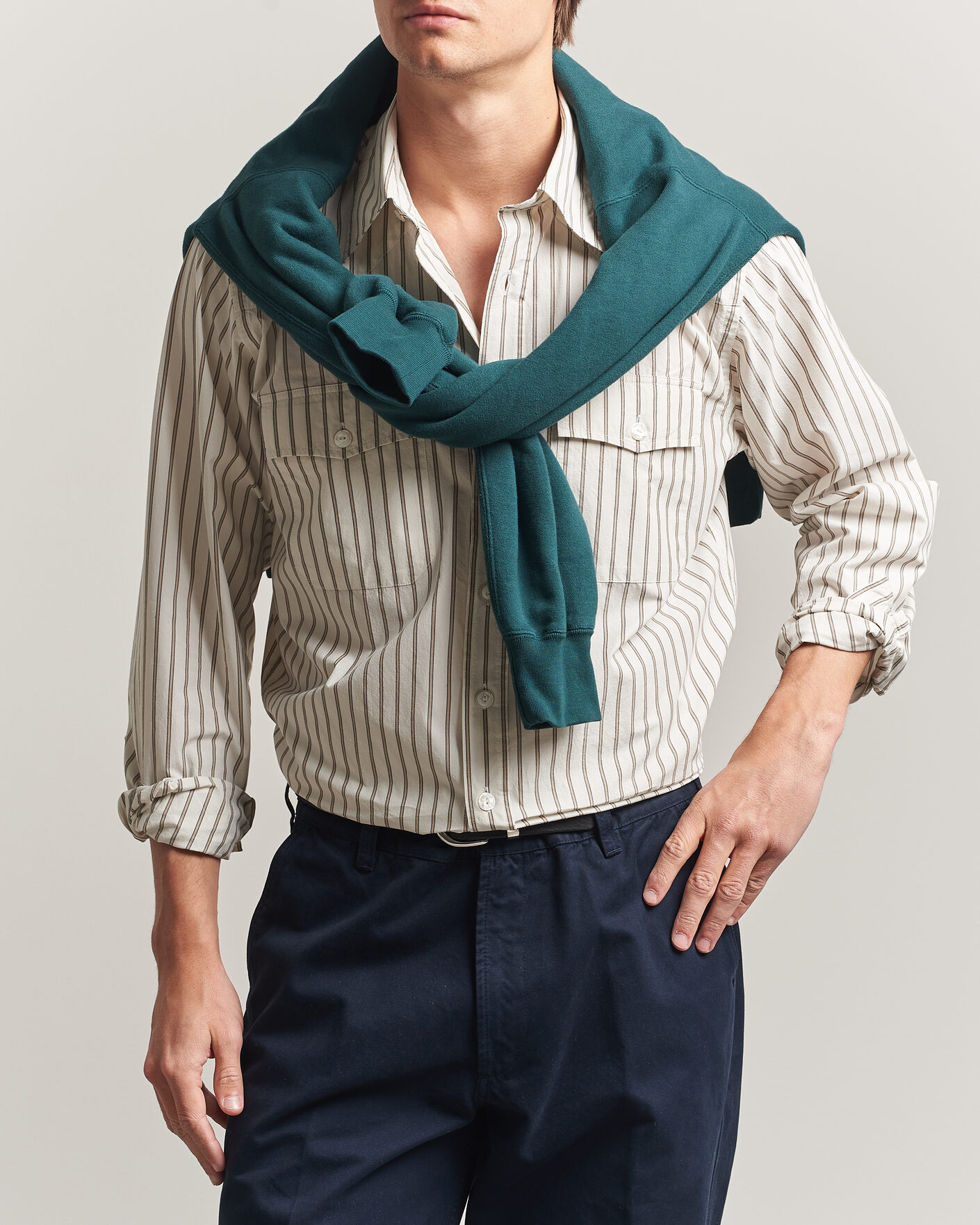 Herren | Hemden | Drake's | Striped Western Shirt White