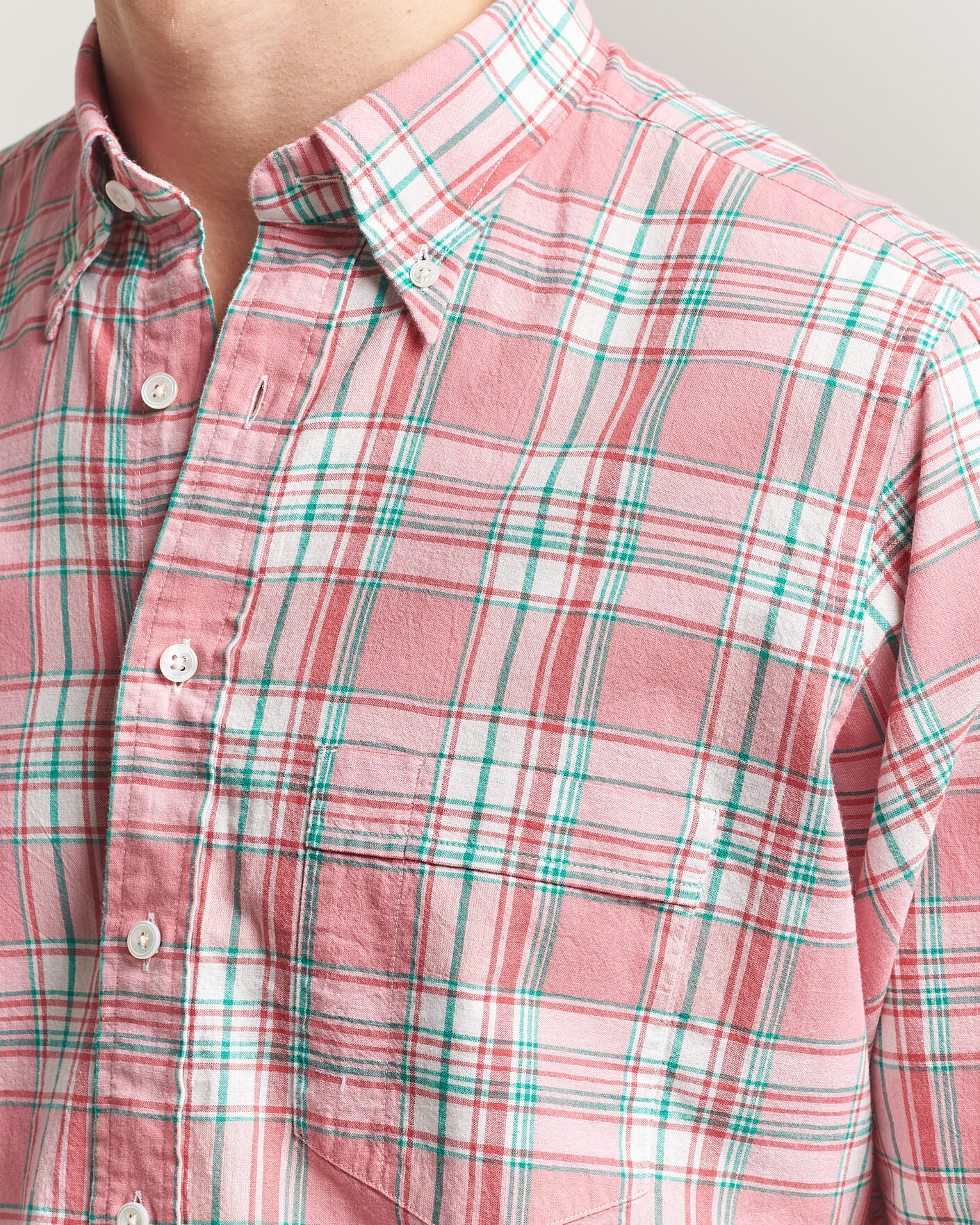 Herren | Hemden | Drake's | Madrass Checked Button Down Shirt Pink