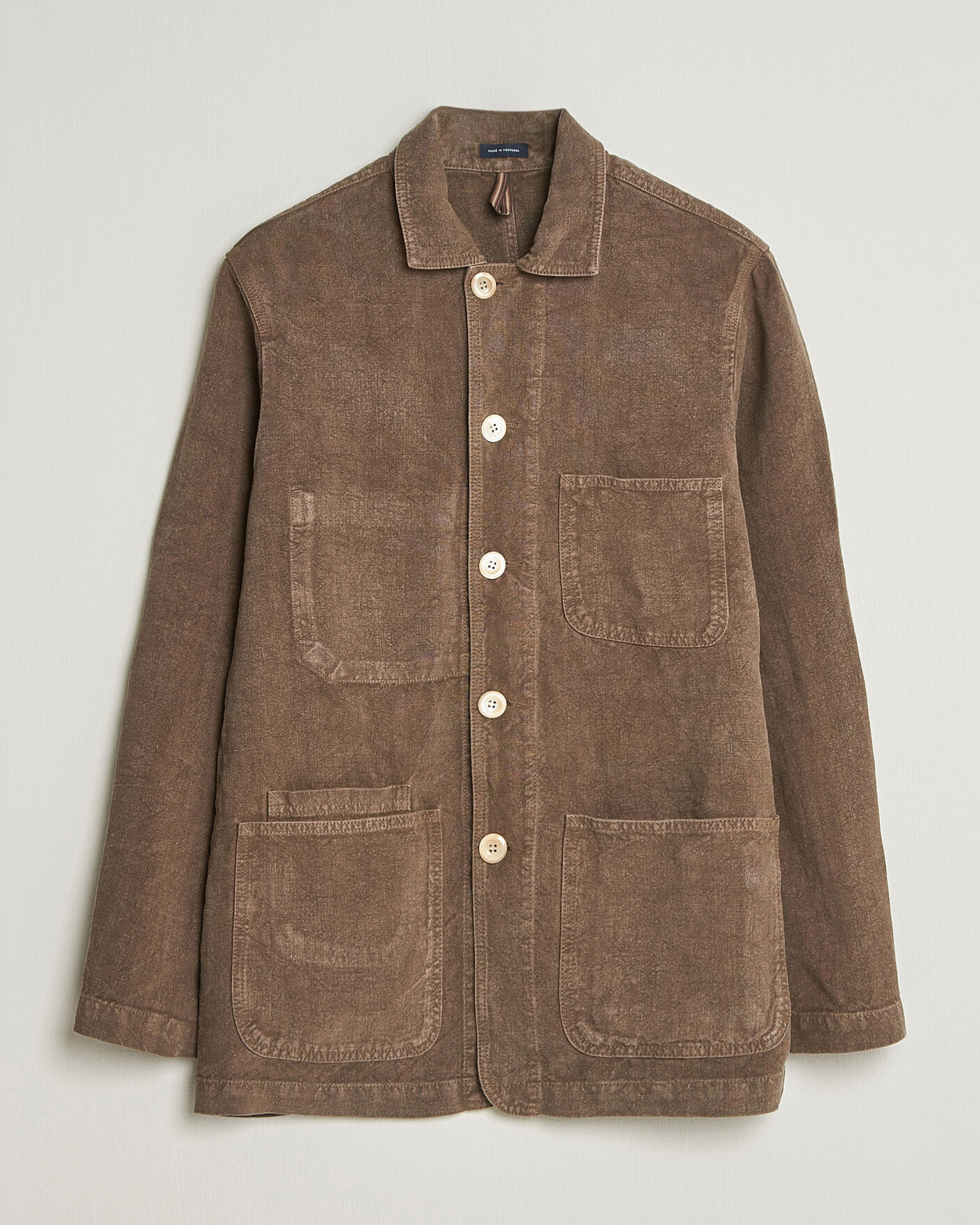 Herren | Jacken | Drake's | Heavy Linen Chore Jacket Brown