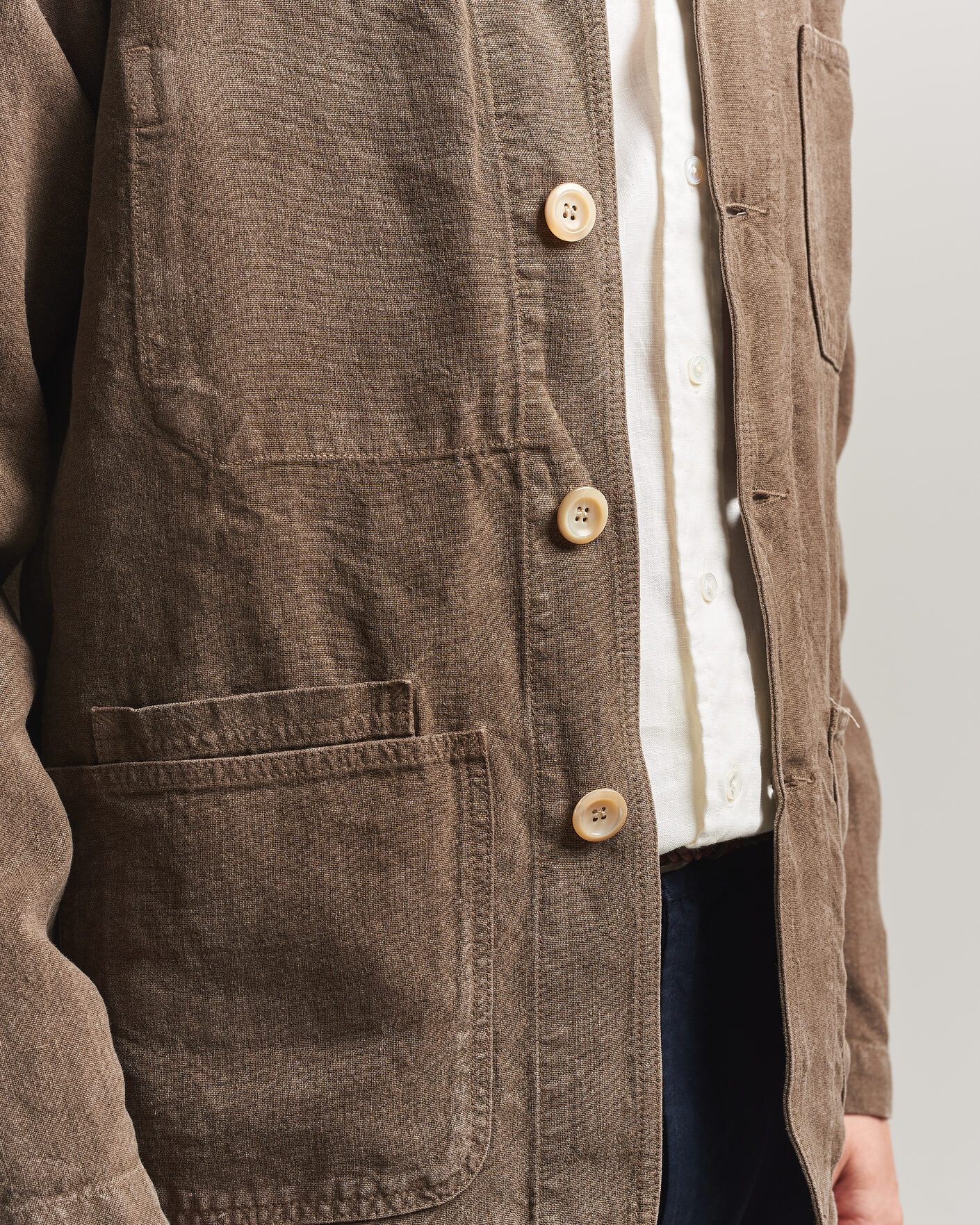 Herren | Jacken | Drake's | Heavy Linen Chore Jacket Brown