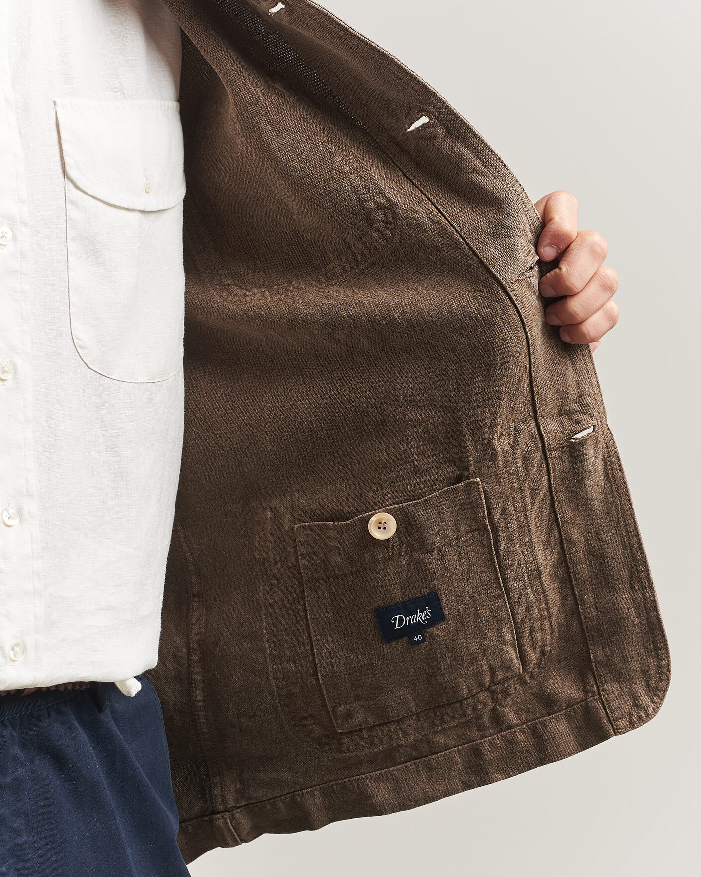 Herren | Jacken | Drake's | Heavy Linen Chore Jacket Brown