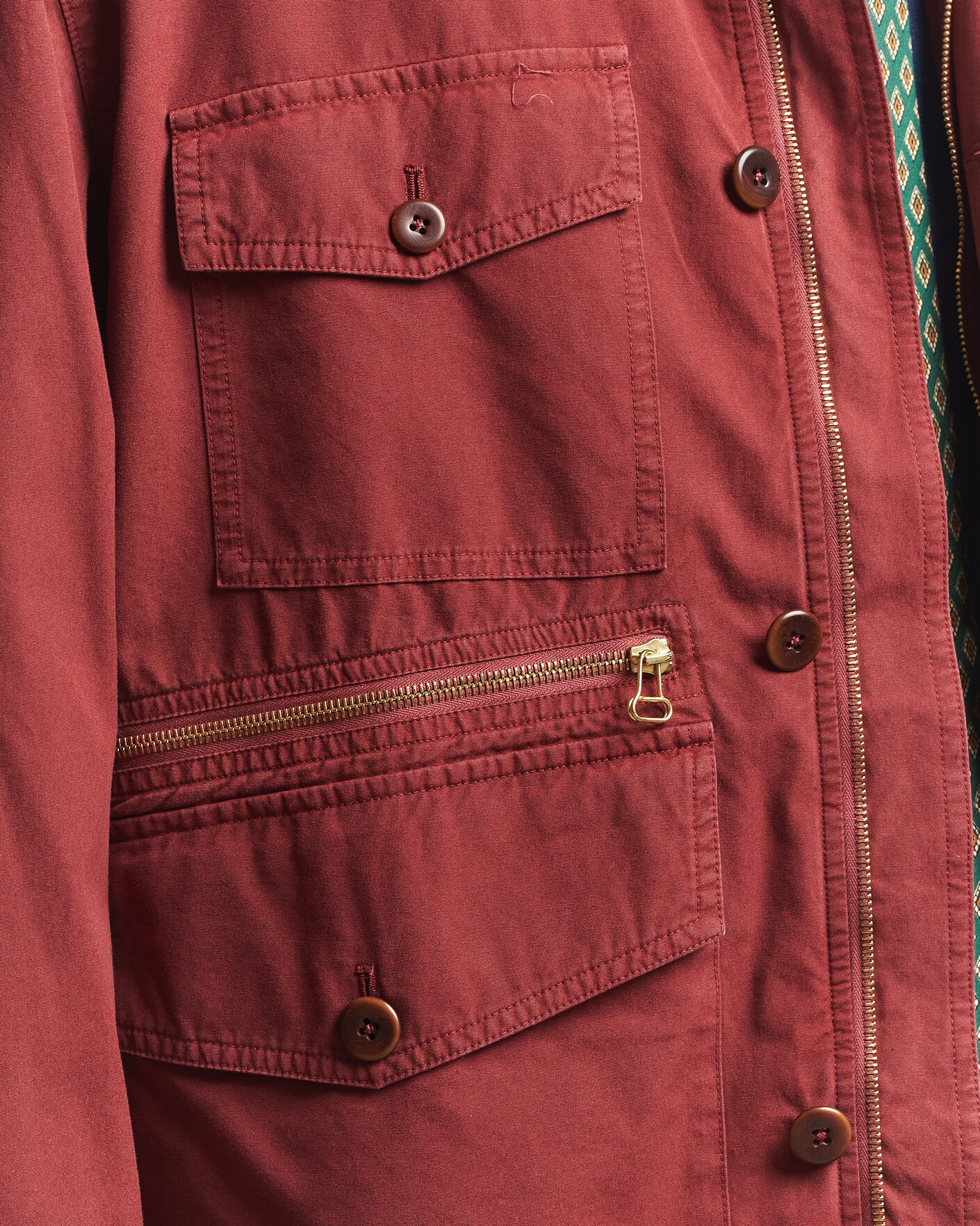 Herren | Jacken | Drake's | Hiking Jacket Washed Red