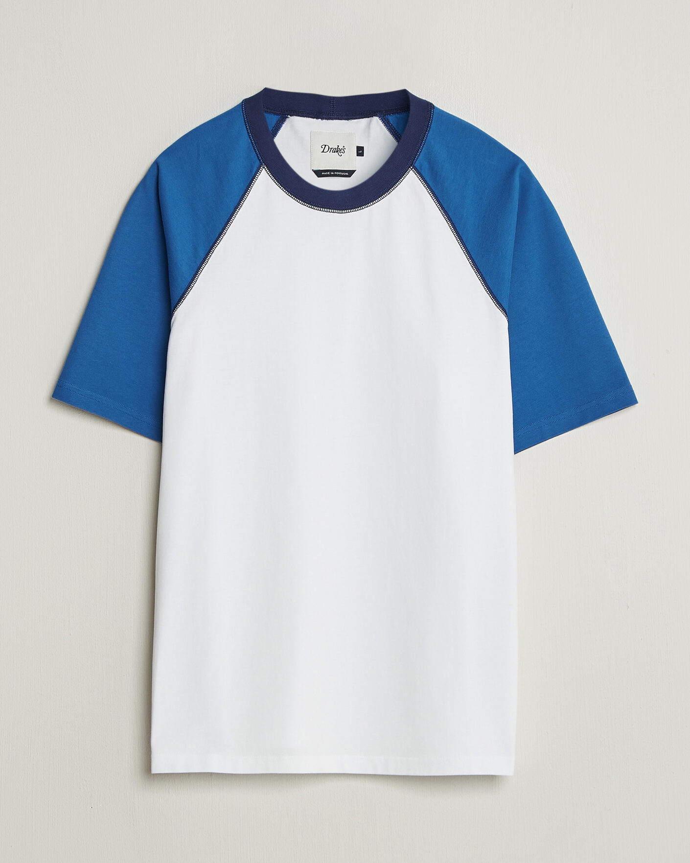 Herren | T-Shirts | Drake's | Two Tone Raglan T-Shirt White/Blue