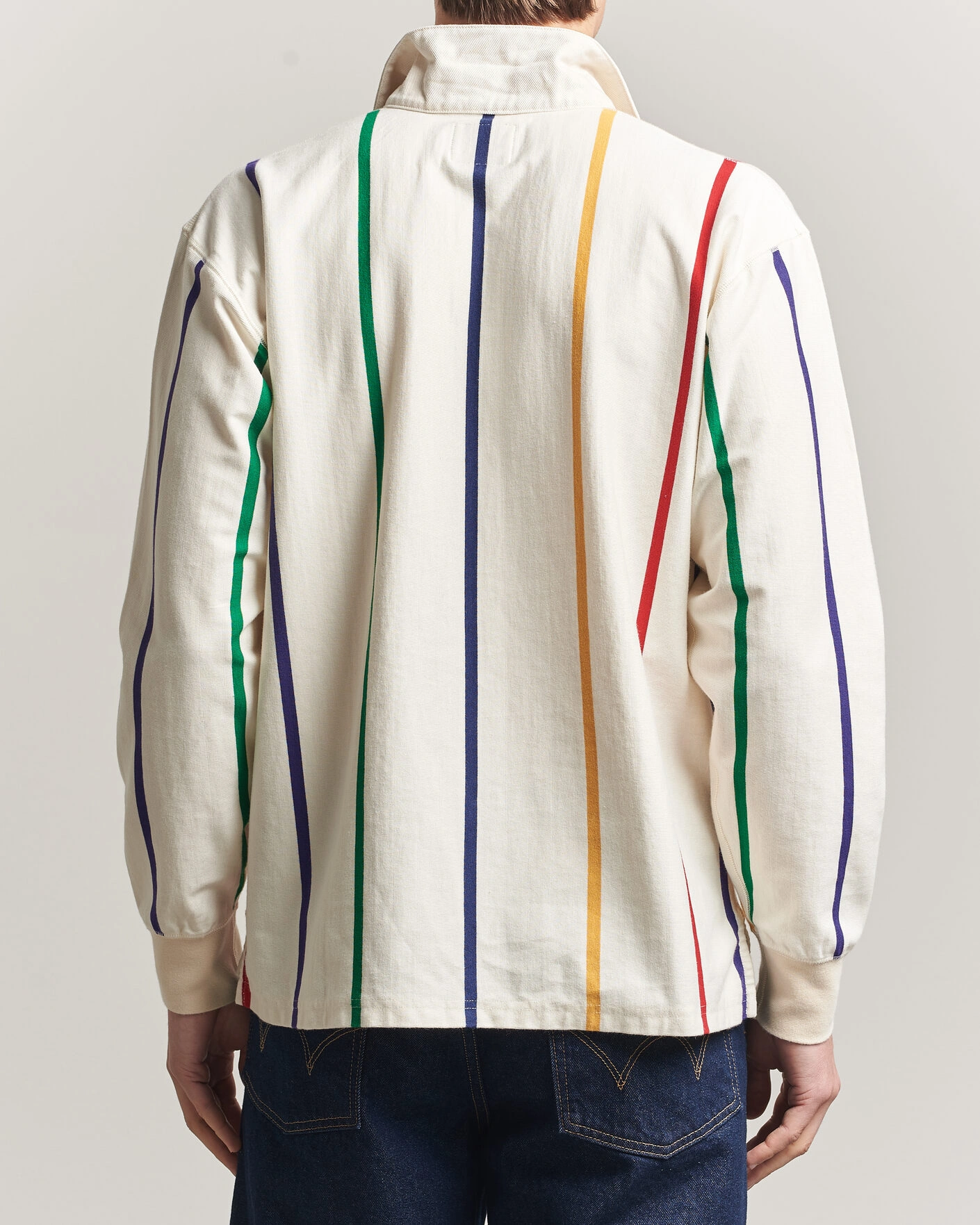 Herren | Pullover | Drake's | Colourful Vertical Stripe Rugby White
