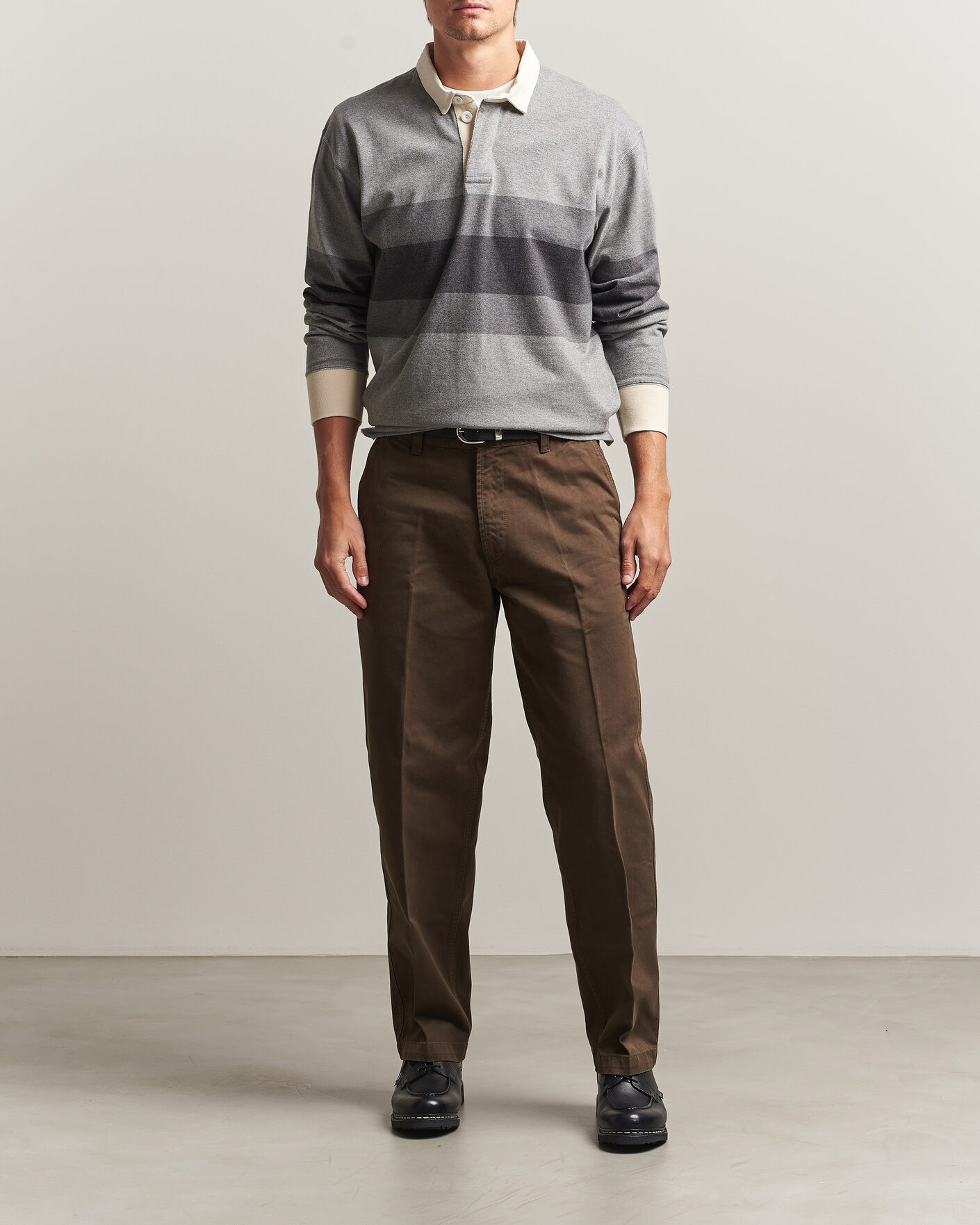 Herren | Pullover | Drake's | Melange Stripe Rugby Grey