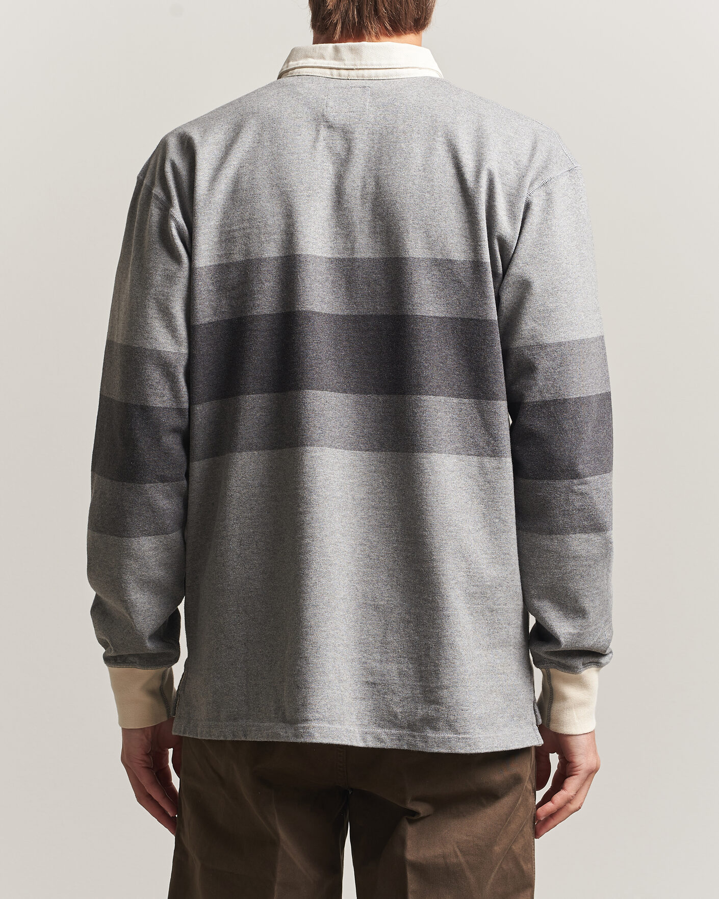 Herren | Pullover | Drake's | Melange Stripe Rugby Grey