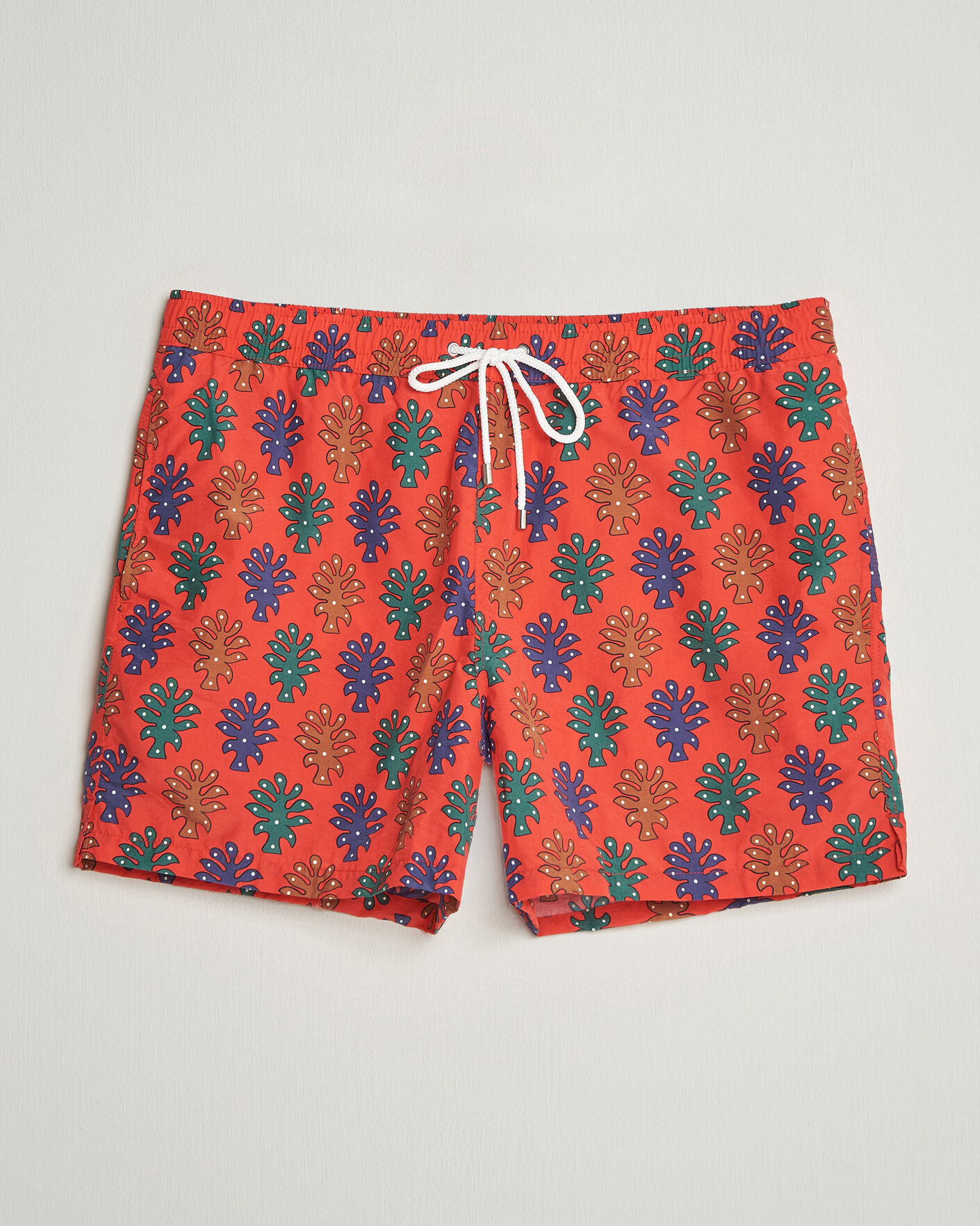 Herren | Badehosen | Drake's | Trees Drawstring Swimshorts Tomato