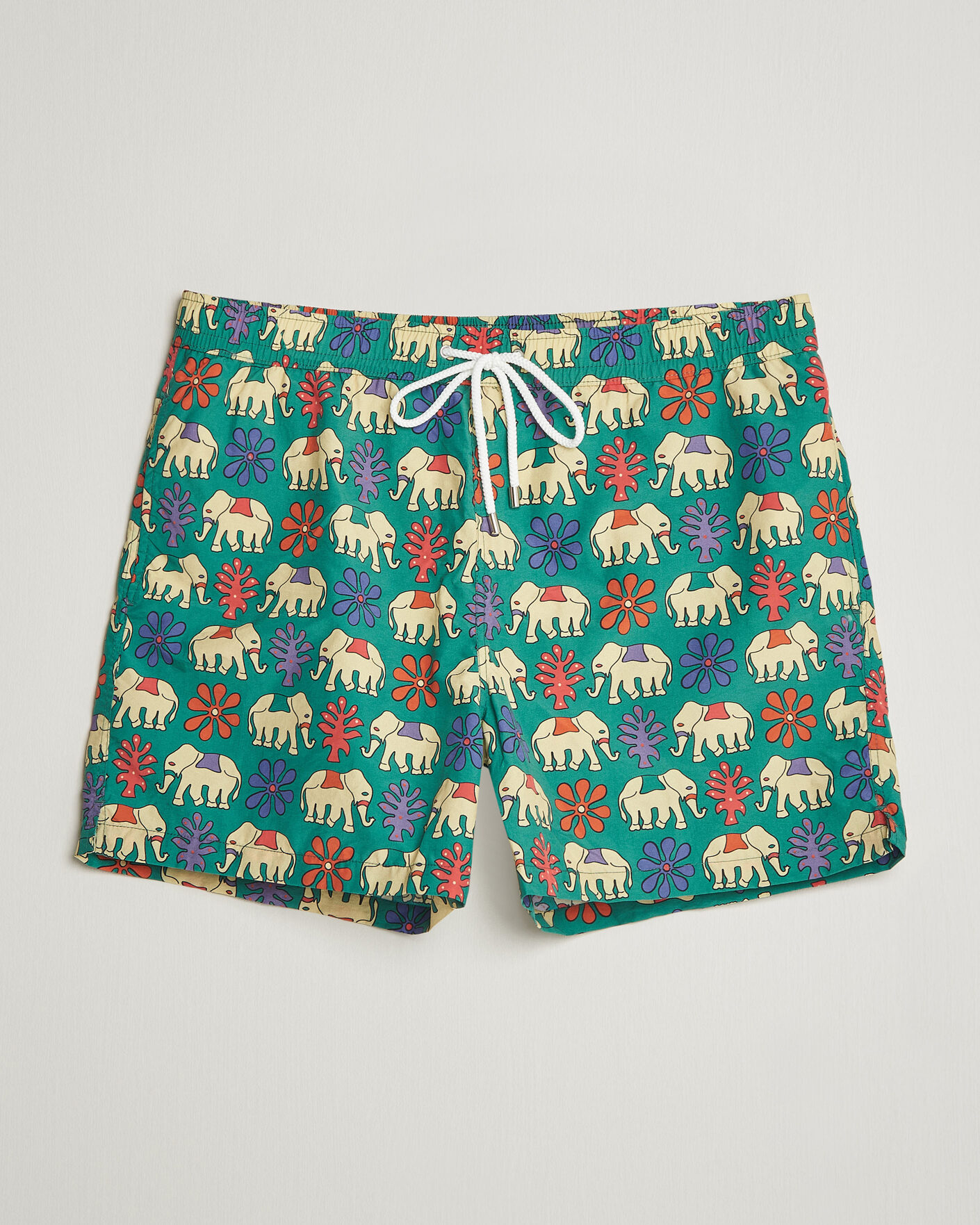 Herren | Badehosen | Drake's | Elephants Drawstring Swimshorts Green