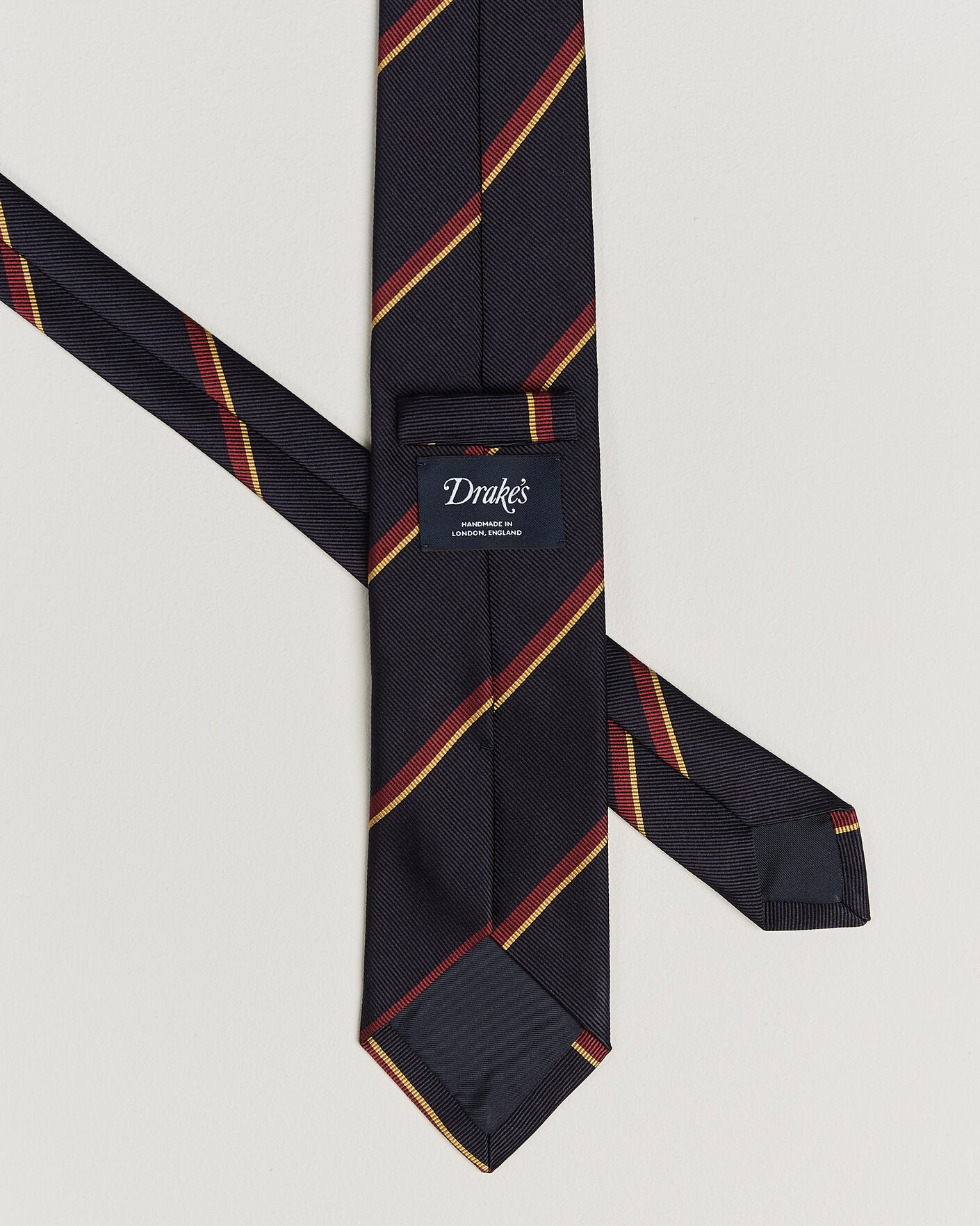 Herren | Drake's Regimental Stripe Reppe Tie Navy | Drake's | Regimental Stripe Reppe Tie Navy