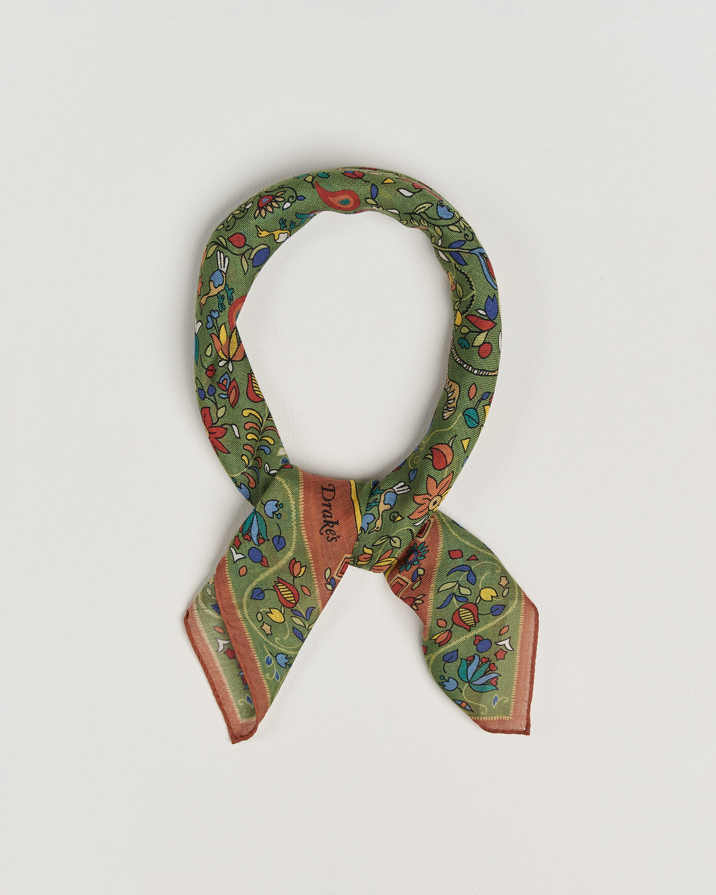 Herren | Tücher | Drake's | Tiger Garden Wool/Silk Bandana Green