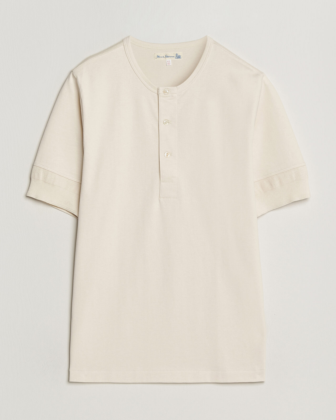 Herren |  | Merz b. Schwanen | Classic Organic Cotton Short Sleeve Henley Nature