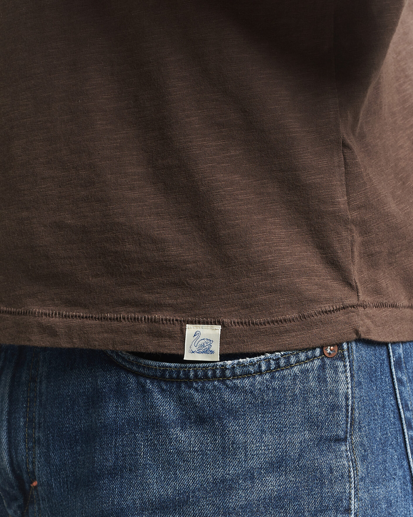 Herren | T-Shirts | Merz b. Schwanen | Organic Pima Cotton Slub Crew Neck T-Shirt Chocolate