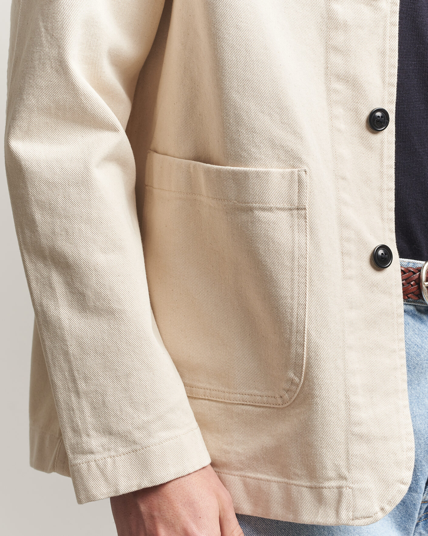 Herren | Hemden | Merz b. Schwanen | Worker Cotton Twill Overshirt Nature