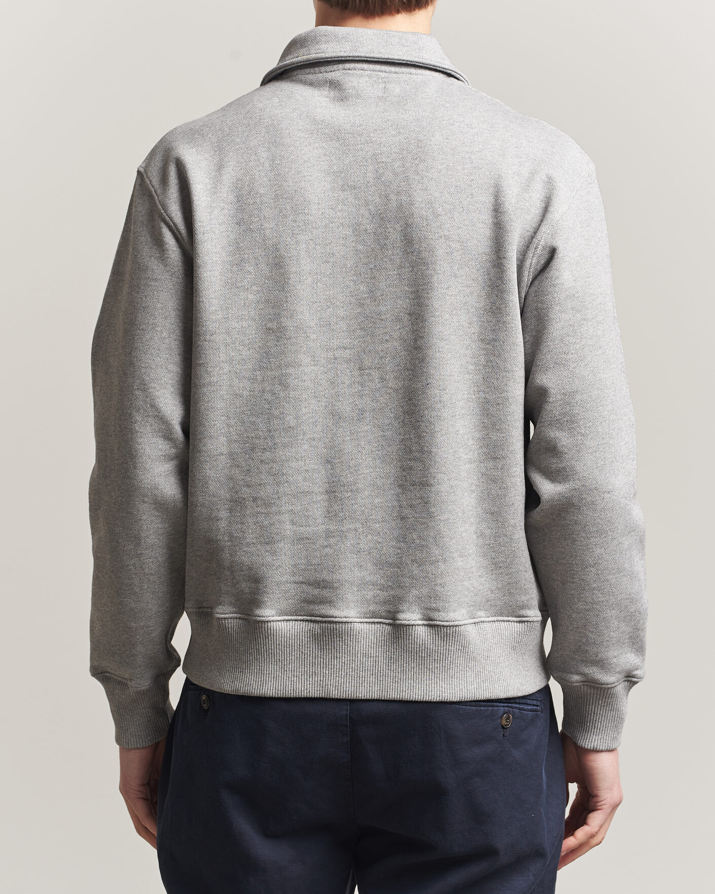 Herren | Pullover | Merz b. Schwanen | Classic Fit Authentic Fleece Half Zip Grey Melange