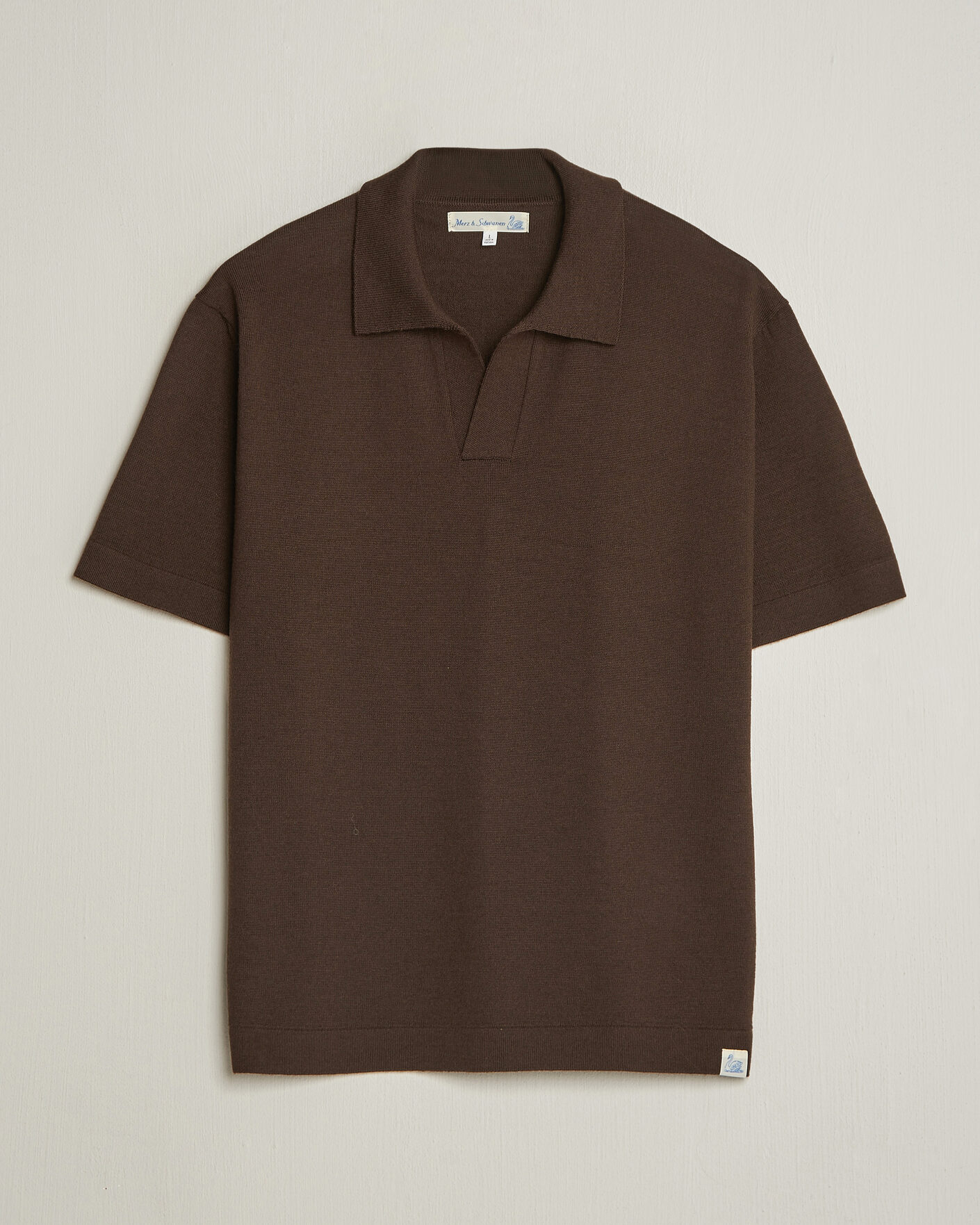 Herren | Poloshirts | Merz b. Schwanen | Relaxed Fit Merino Knitted Polo Coffee