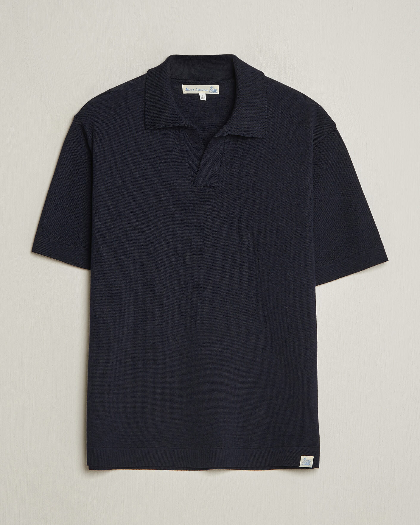 Herren | Poloshirts | Merz b. Schwanen | Relaxed Fit Merino Knitted Polo Dark Navy