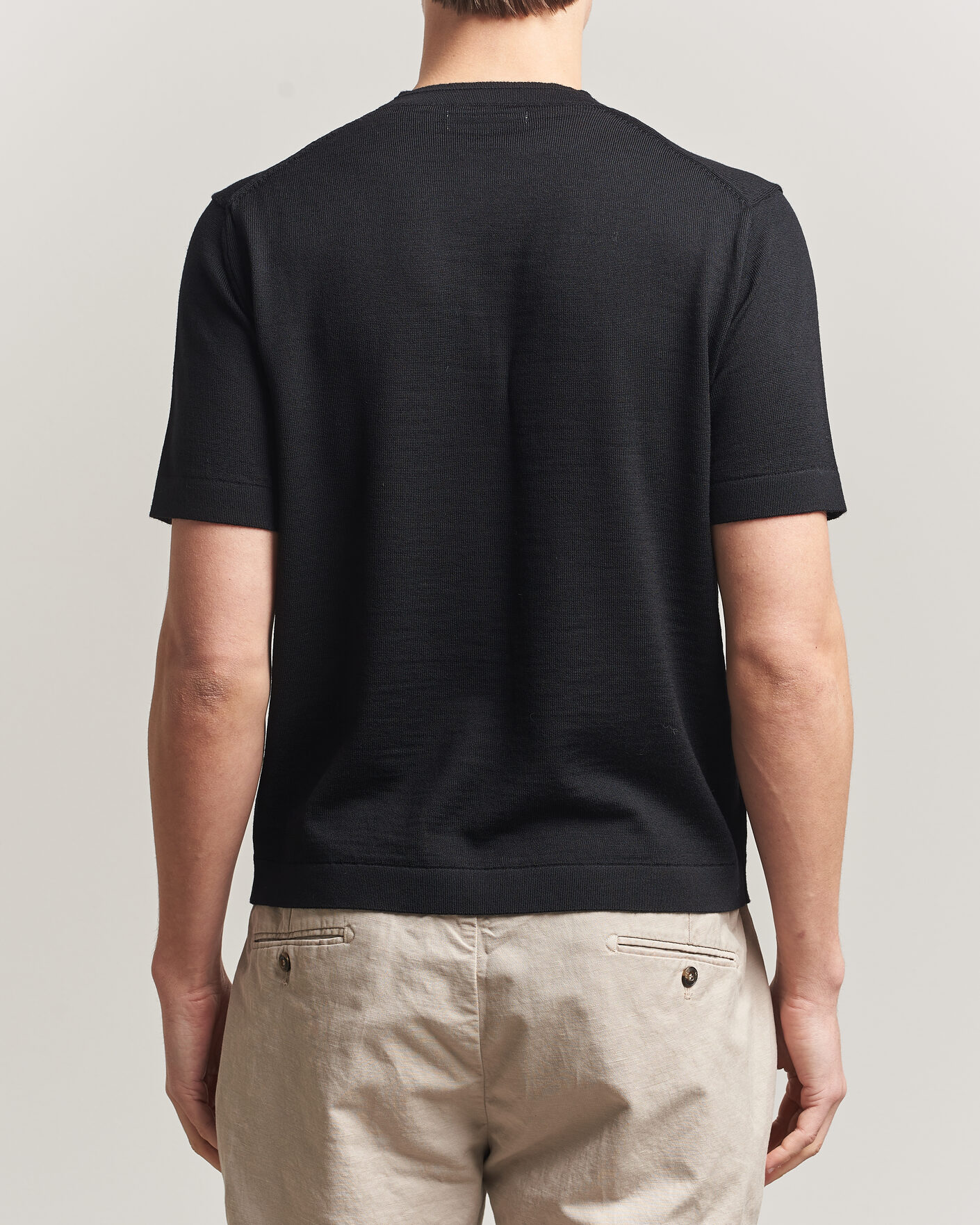 Herren | T-Shirts | Merz b. Schwanen | Relaxed Fit Merino Knitted T-Shirt Black