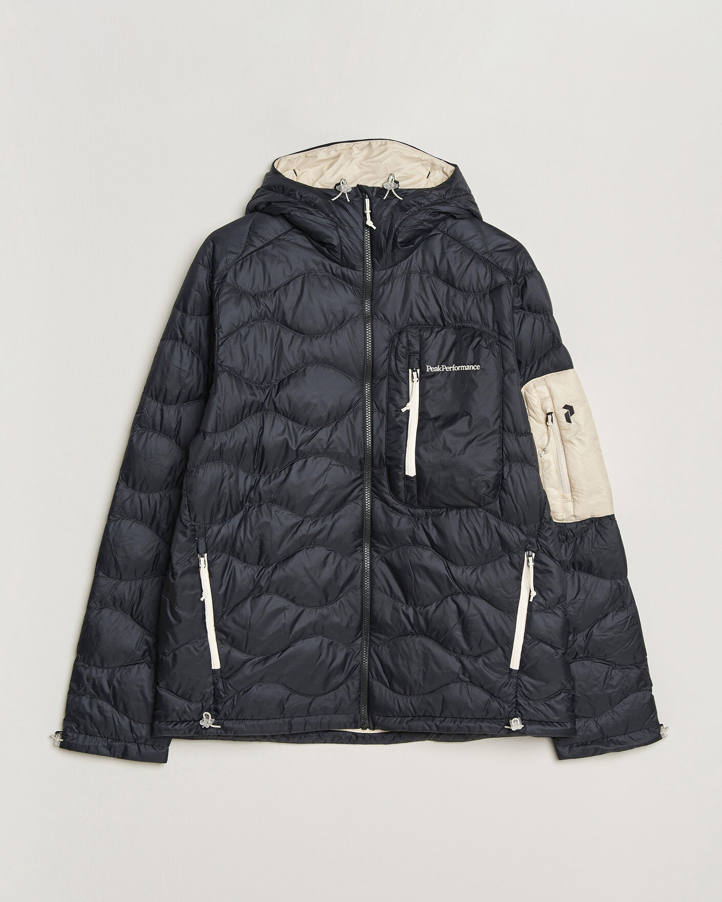 Herren | Jacken | Peak Performance | Helium Utility Down Hooded Jacket Black/Sand Fog