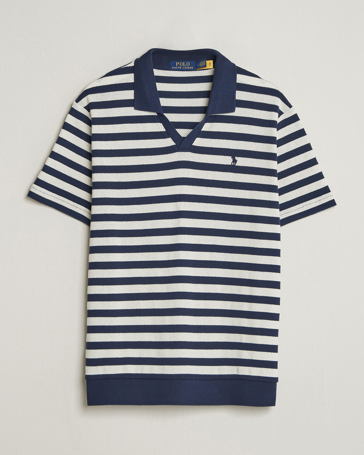 Herren | Poloshirts | Polo Ralph Lauren | Cotton Texture Striped Polo Newport Navy/Cream
