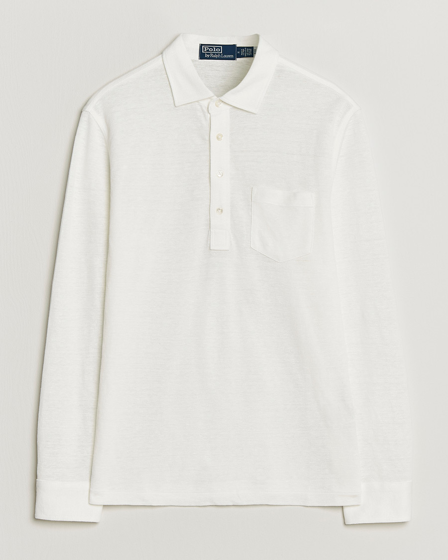 Herren | Poloshirts | Polo Ralph Lauren | Long Sleeve Linen Polo Deckwash White