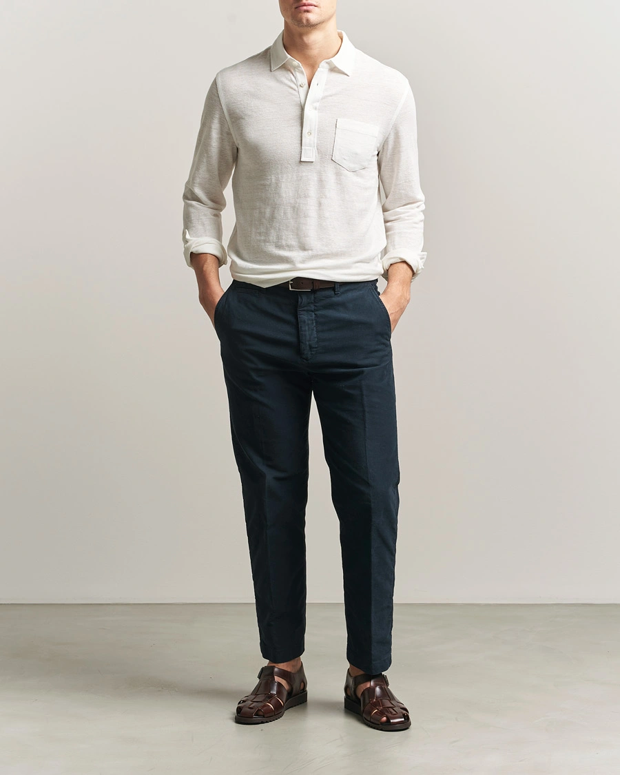 Herren | Poloshirts | Polo Ralph Lauren | Long Sleeve Linen Polo Deckwash White