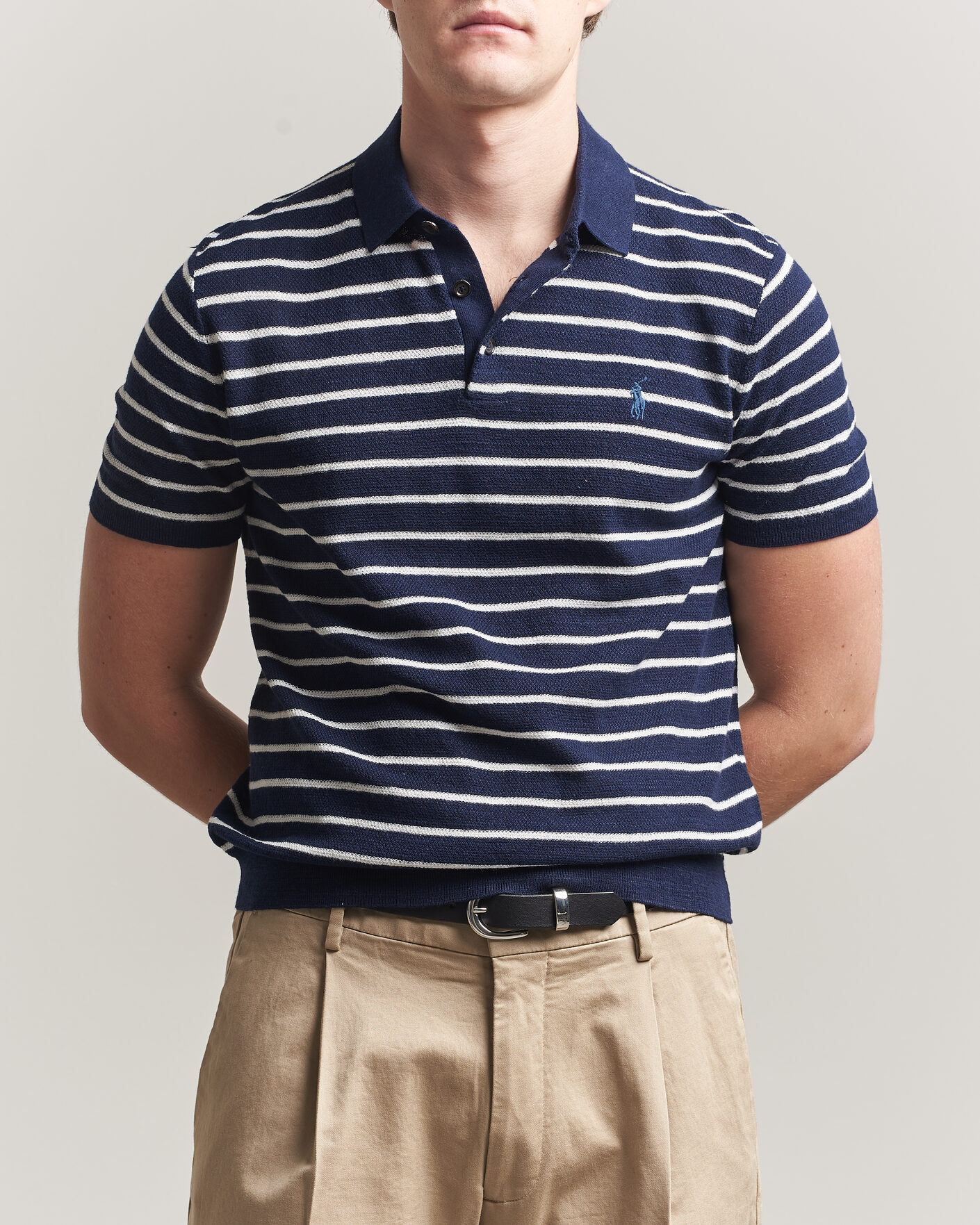 Herren | Poloshirts | Polo Ralph Lauren | Cotton Blend Striped Polo Bright Navy Combo