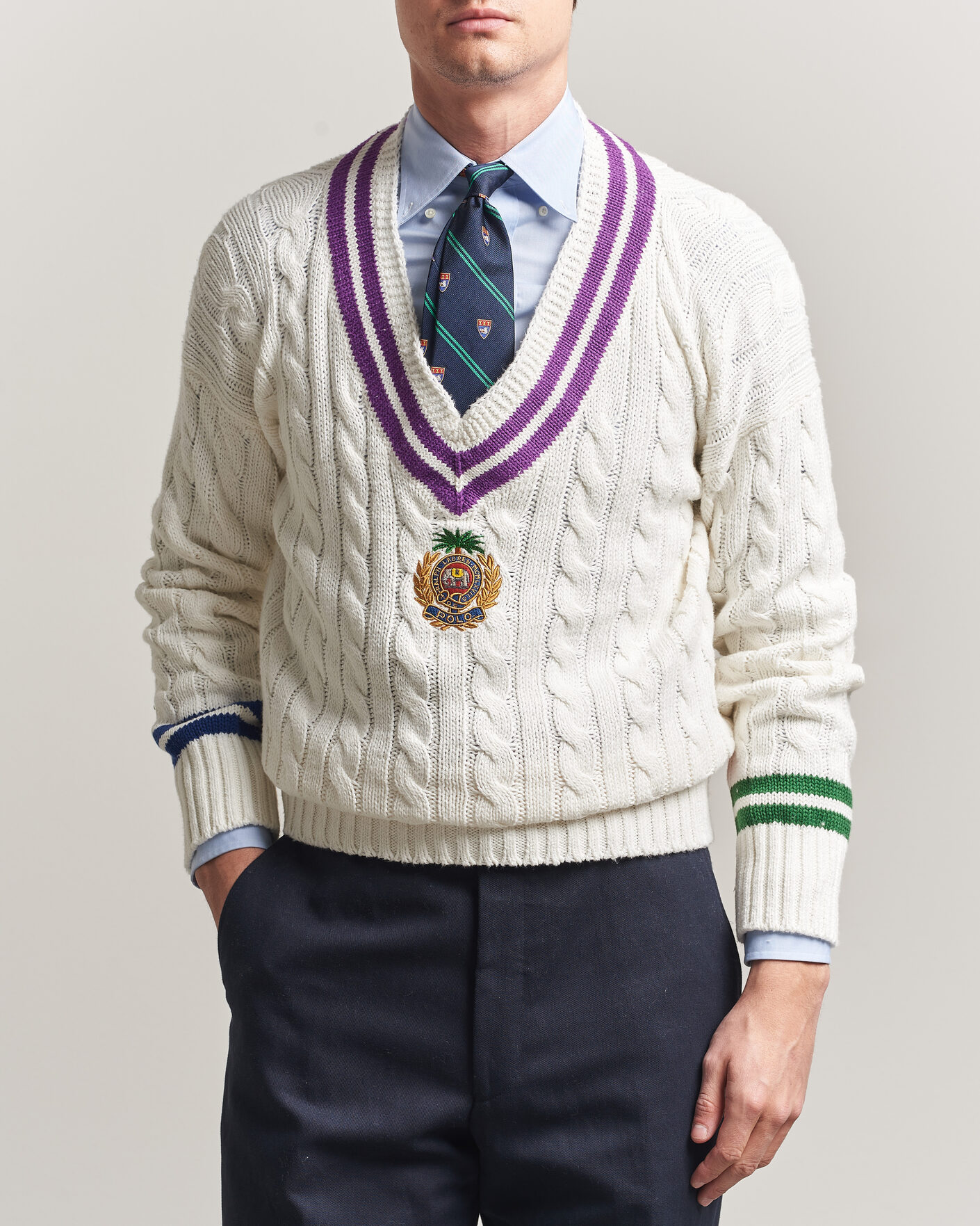 Herren | Pullover | Polo Ralph Lauren | Cotton Linen Blend Sweater Cream Combo