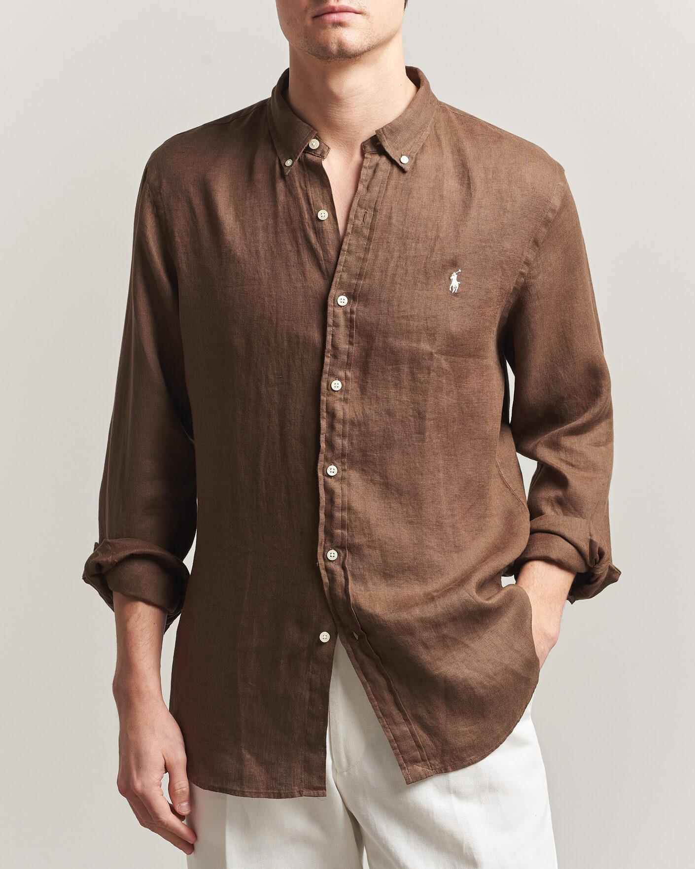 Herren | Hemden | Polo Ralph Lauren | Slim Fit Linen Shirt Chestnut