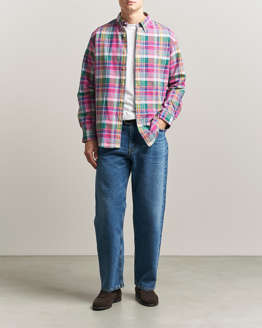 Herren | Hemden | Polo Ralph Lauren | Custom Fit Checked Oxford Shirt Pink/Blue Multi