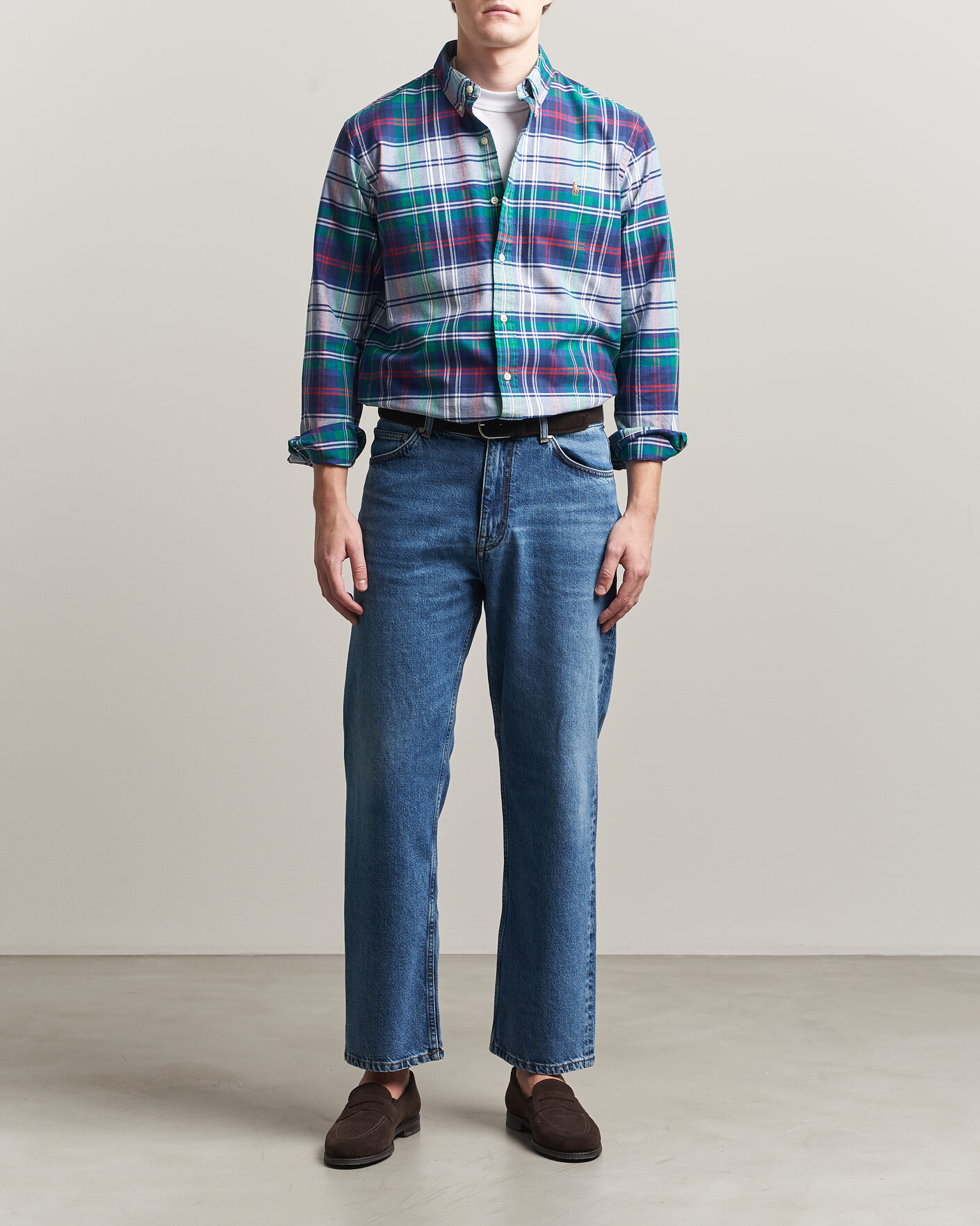 Herren | Hemden | Polo Ralph Lauren | Custom Fit Checked Oxford Shirt Green/Blue Multi