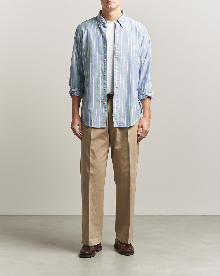 Herren | Hemden | Polo Ralph Lauren | Custom Fit Striped Oxford Shirt Navy/Green/Multi