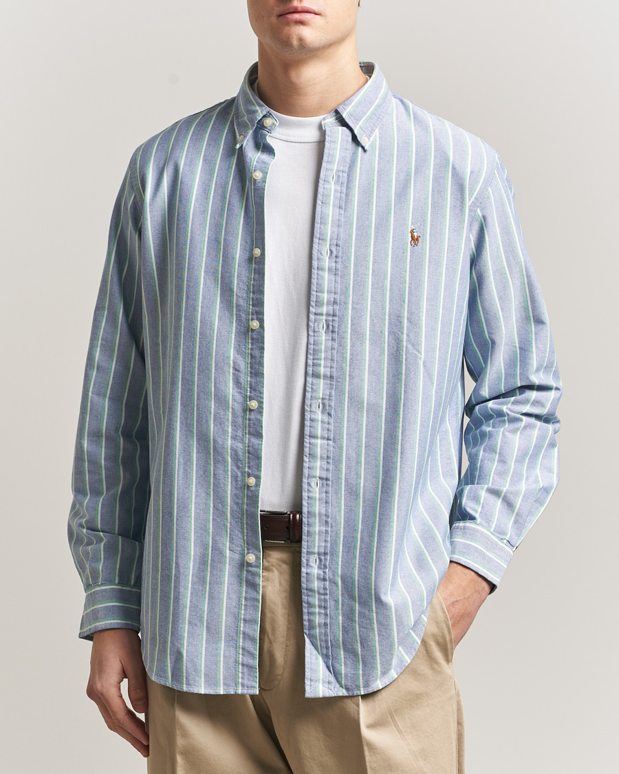 Herren | Hemden | Polo Ralph Lauren | Custom Fit Striped Oxford Shirt Navy/Green/Multi