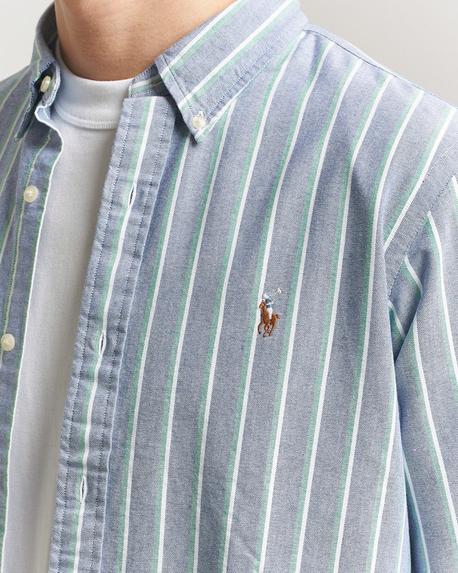 Herren | Hemden | Polo Ralph Lauren | Custom Fit Striped Oxford Shirt Navy/Green/Multi
