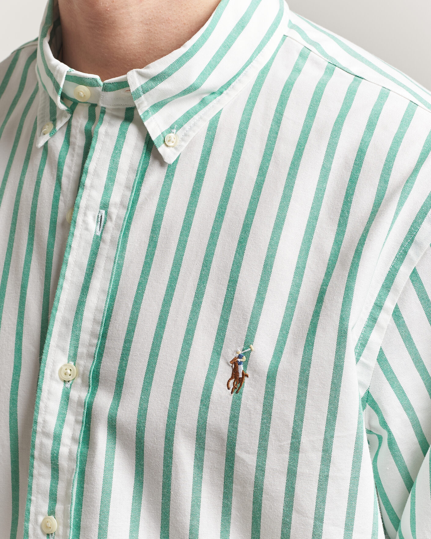 Herren | Hemden | Polo Ralph Lauren | Custom Fit Striped Oxford Shirt Green